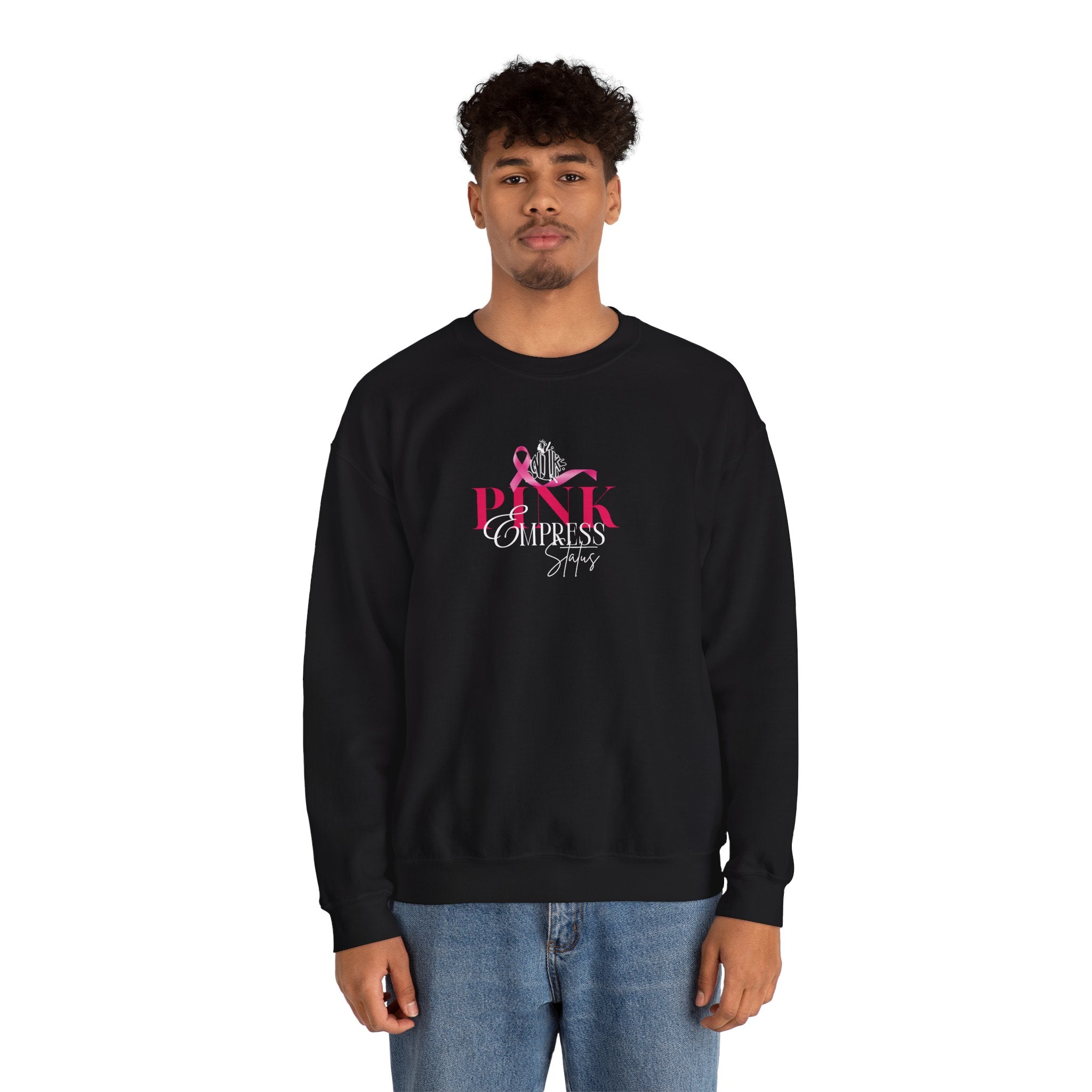 N1K Pink Empress Status Cancer Awareness Crewneck Sweatshirt - Pink Ribbon "PINK" Design