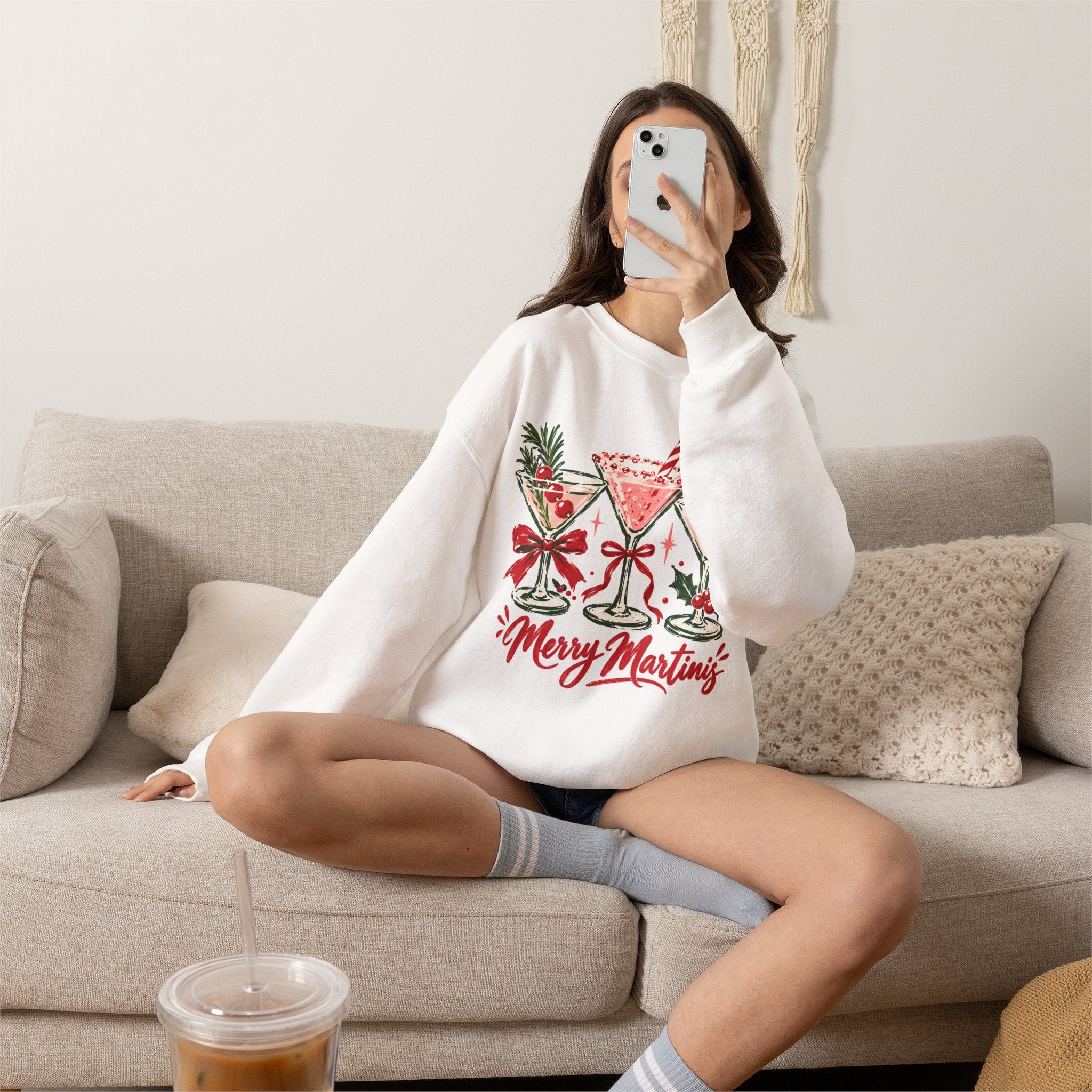 Merry Martinis Christmas Cocktail Crewneck Sweatshirt