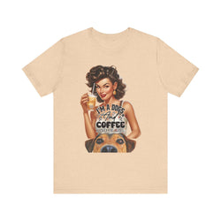 Coffee drinking Dog Mom Unisex Jersey Short Sleeve Tee