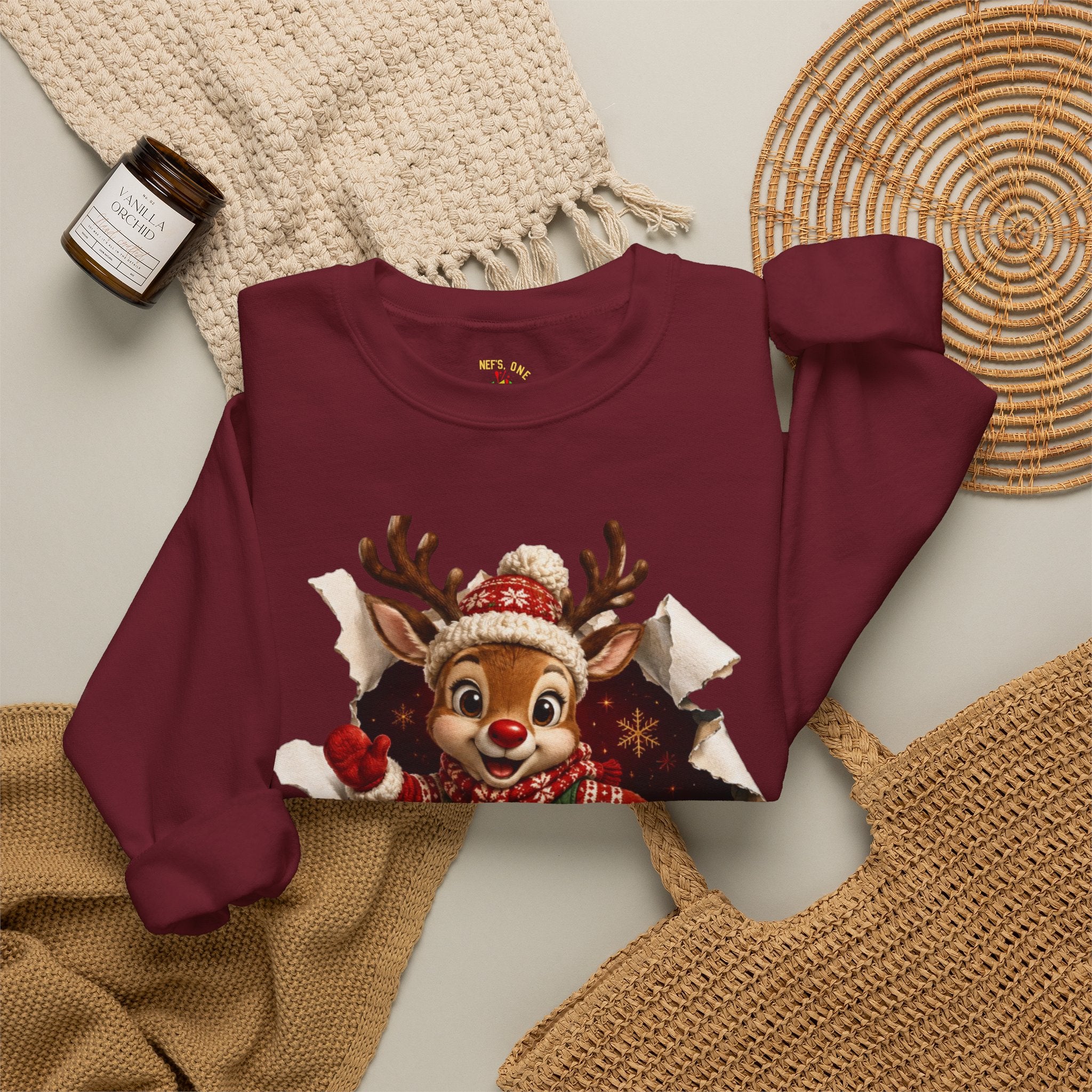 Festive Christmas Reindeer Crewneck Sweatshirt