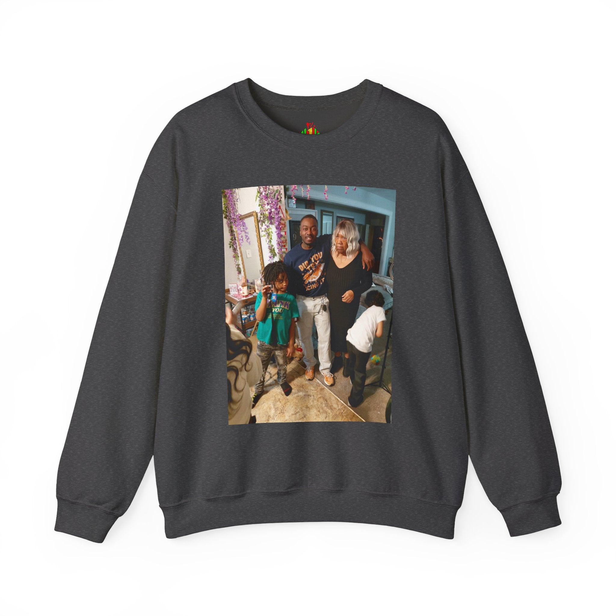 Personalized Photo Crewneck Sweatshirt — Custom Photo Front, 'Add Text' Back