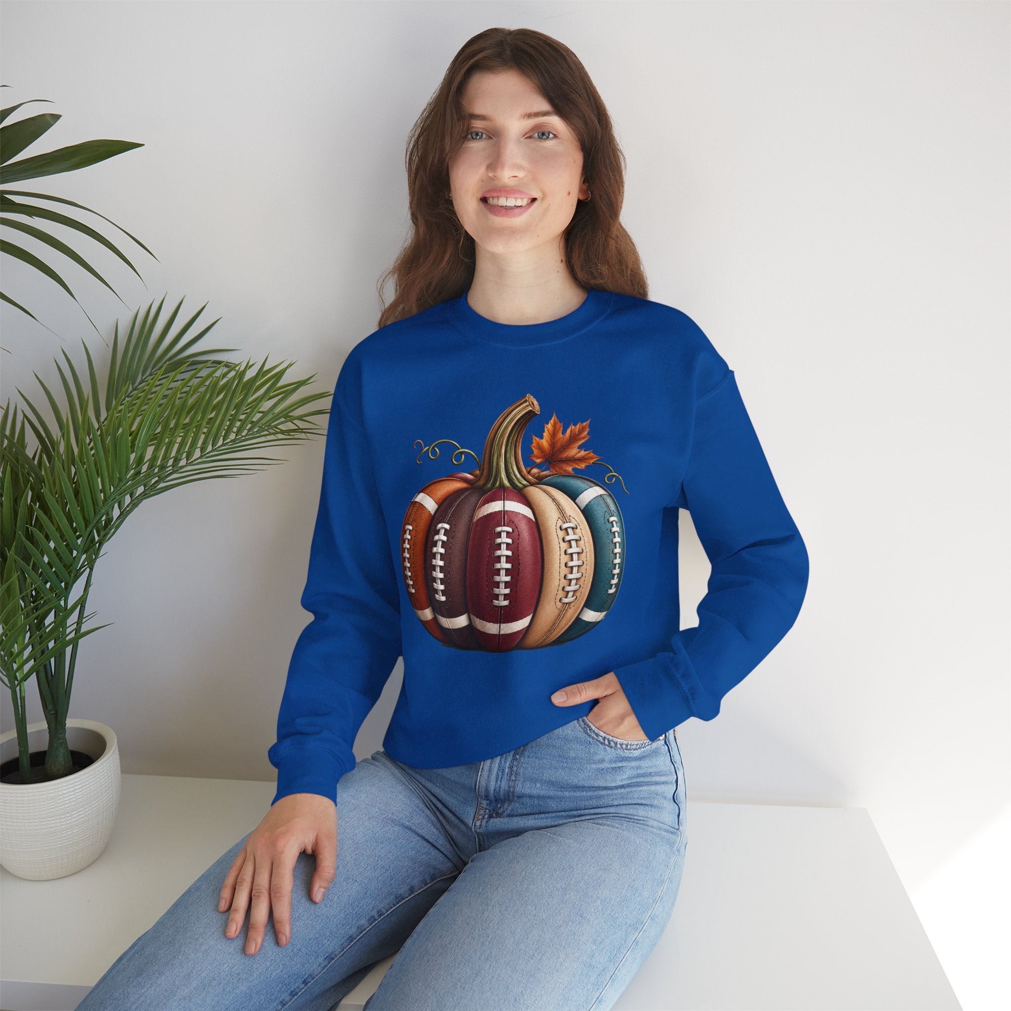 Fall Football Pumpkin Crewneck Sweatshirt