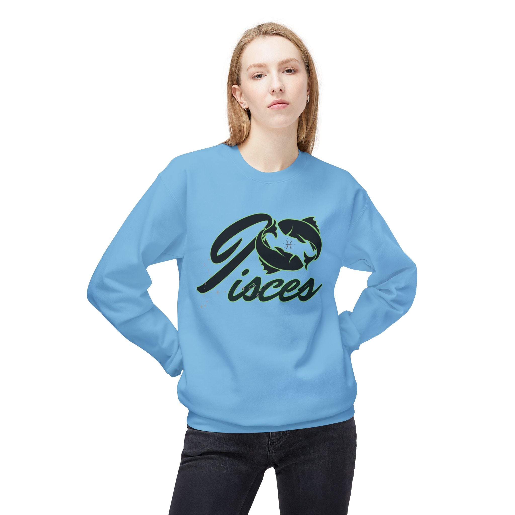 Pisces Zodiac Crewneck Sweatshirt — Astrological Fish Graphic