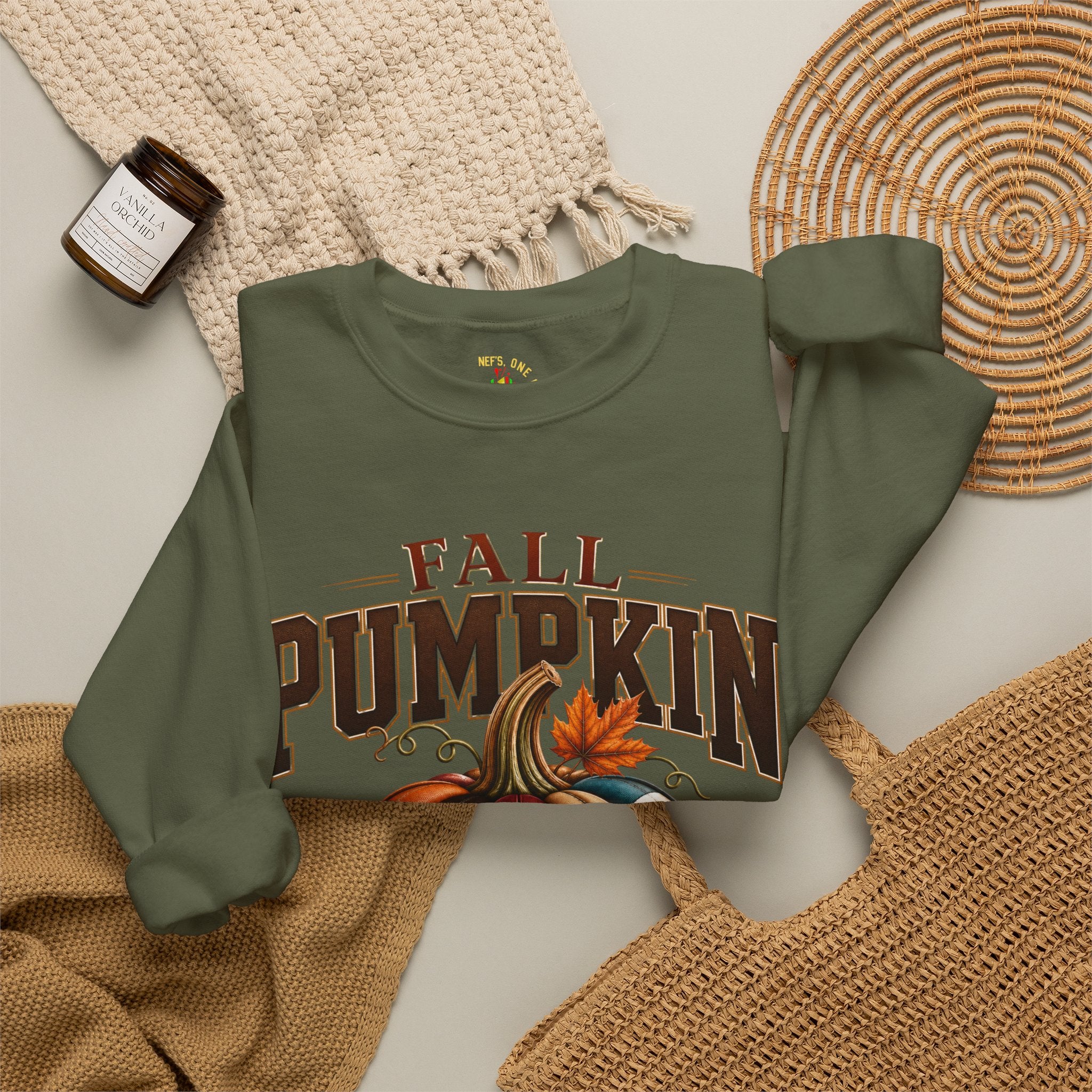 Fall Pumpkin Football Season Crewneck Sweatshirt