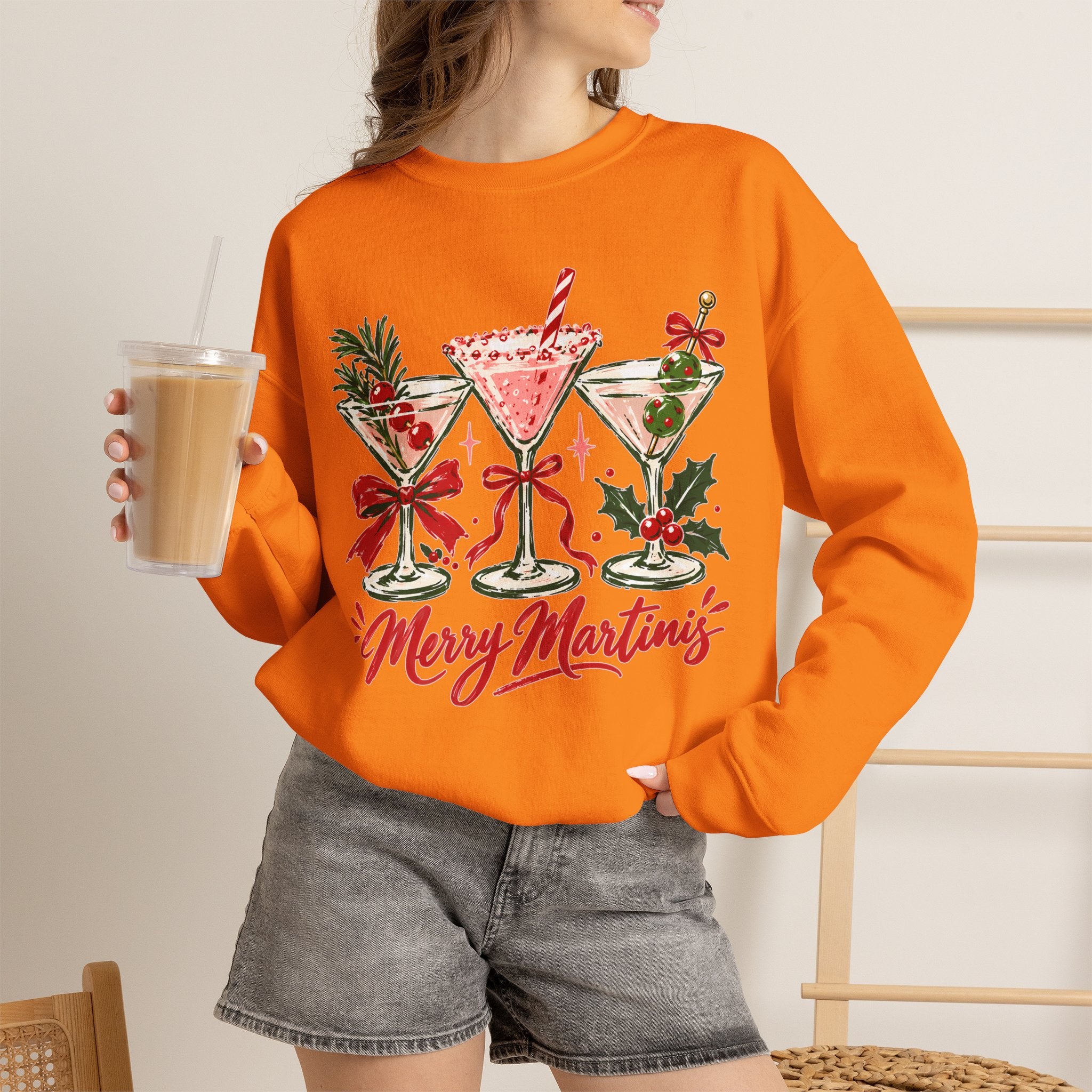 Merry Martinis Christmas Cocktail Crewneck Sweatshirt