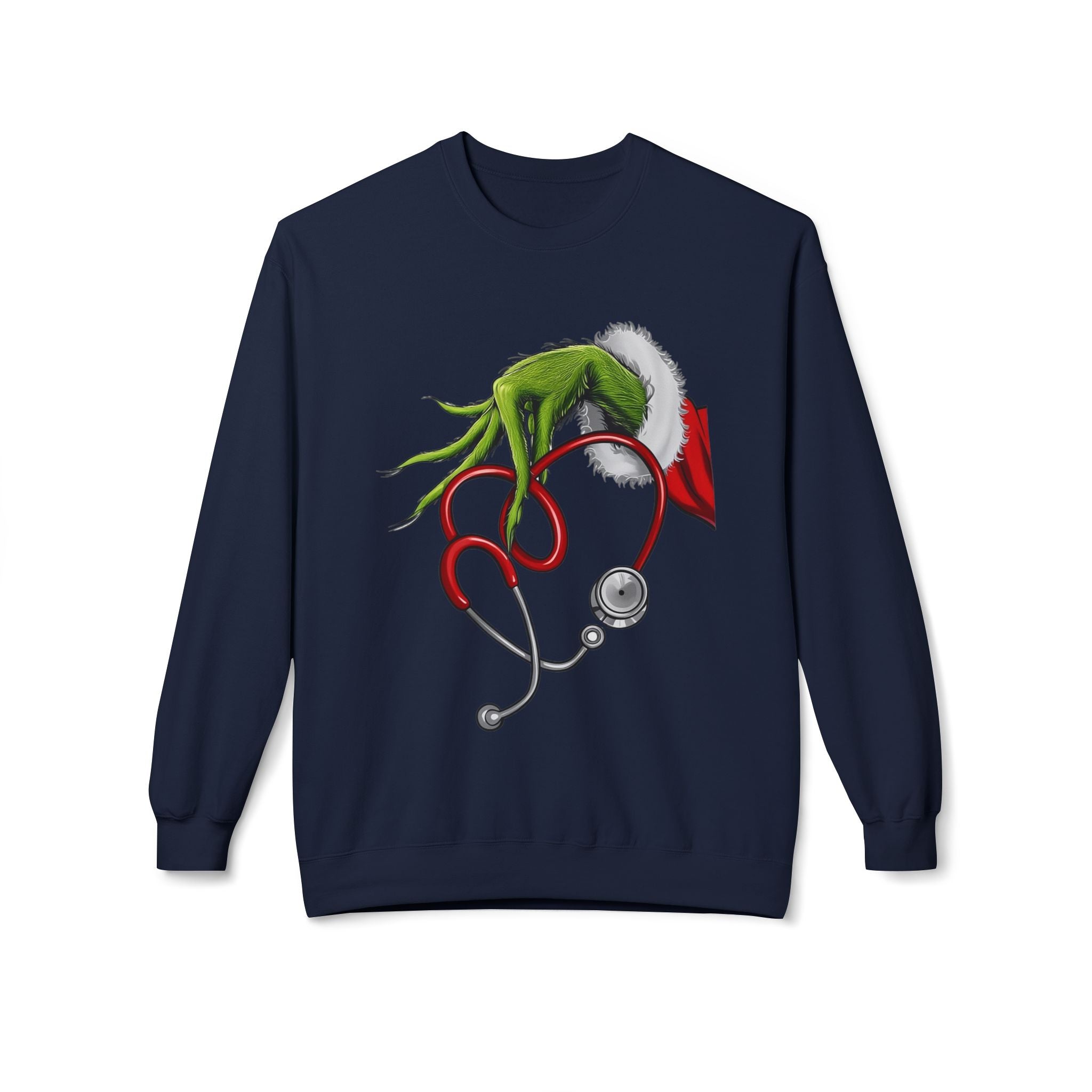 Nurse Christmas Crewneck Sweatshirt — Stethoscope Heart Holiday SweatsSweatshirtGrinch Nurse Holiday Sweatshirt
