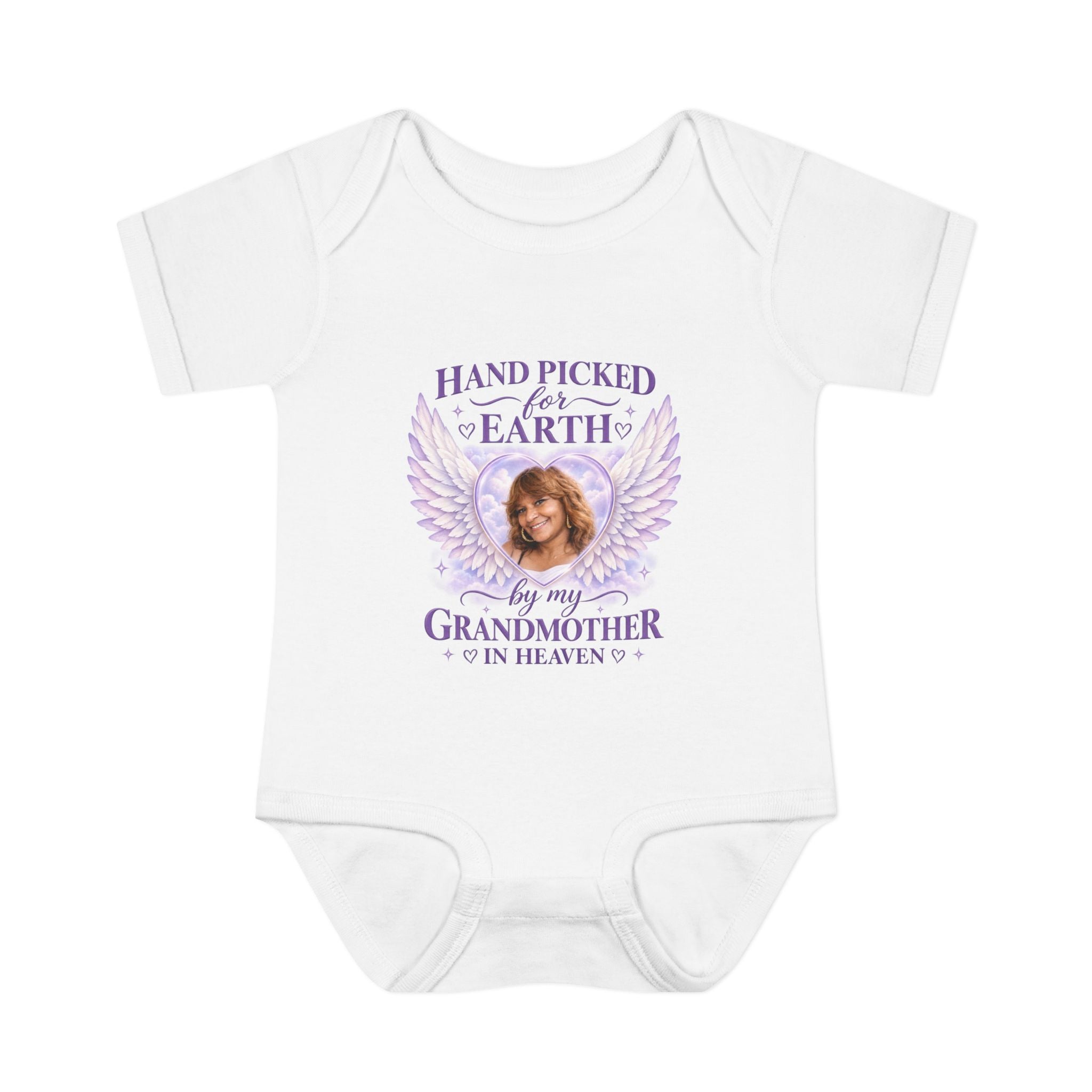 Mariah Infant Another Customized Smile Bodysuit "Handpicked for Earth by My Grandma in Heaven" – Memorial Baby Onesie