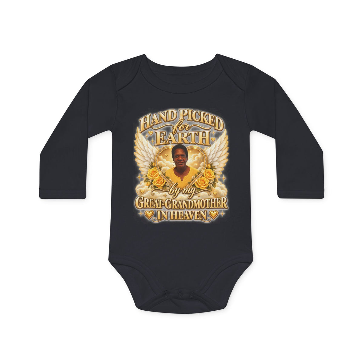 Mariah Infant Another Customized Smile 2 Long Sleeve Bodysuit "Handpicked for Earth by My Grandma in Heaven" – Memorial Baby Onesie