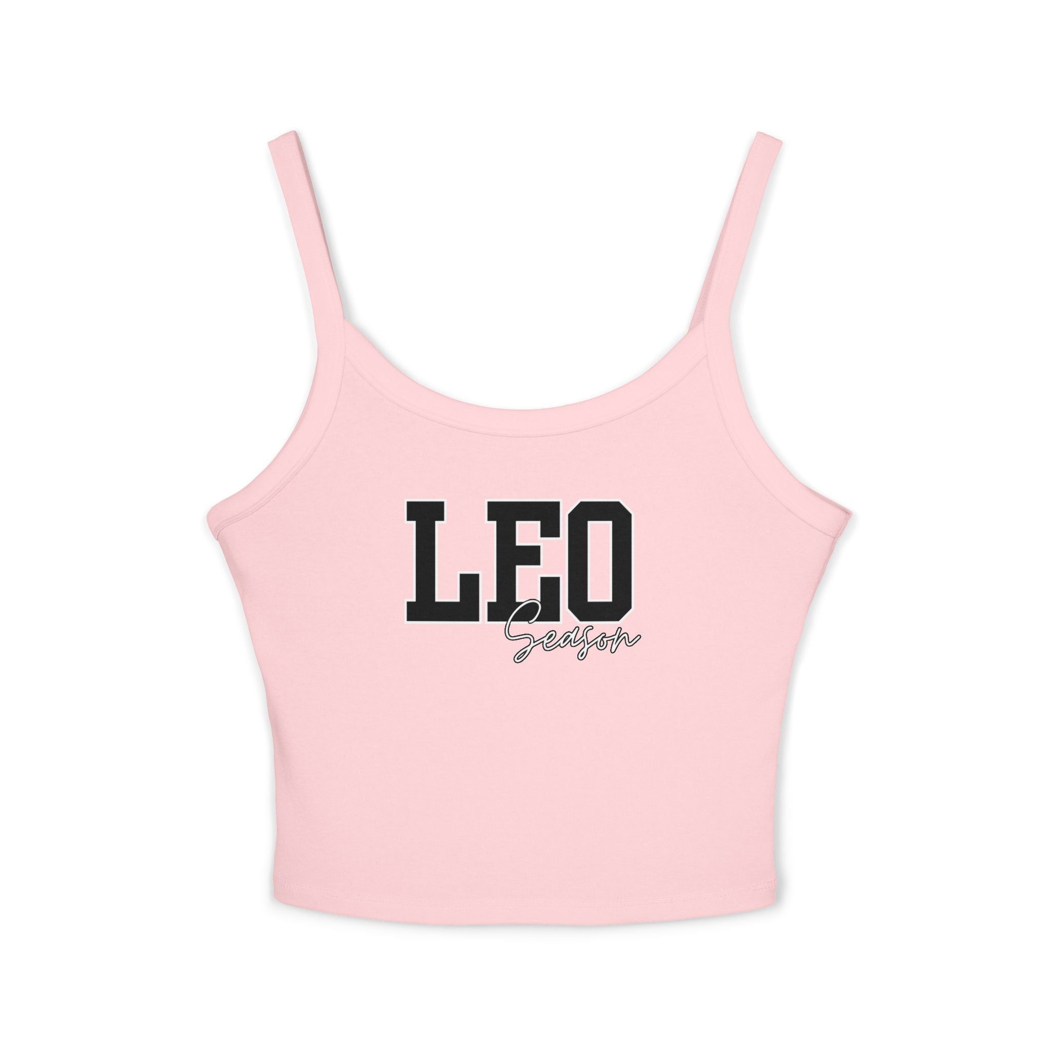 Women's Spaghetti Strap Tank Top with Leo Design, Summer Vacation Top, Zodiac Sign Apparel, Casual Wear, Gift for Astrology Lovers