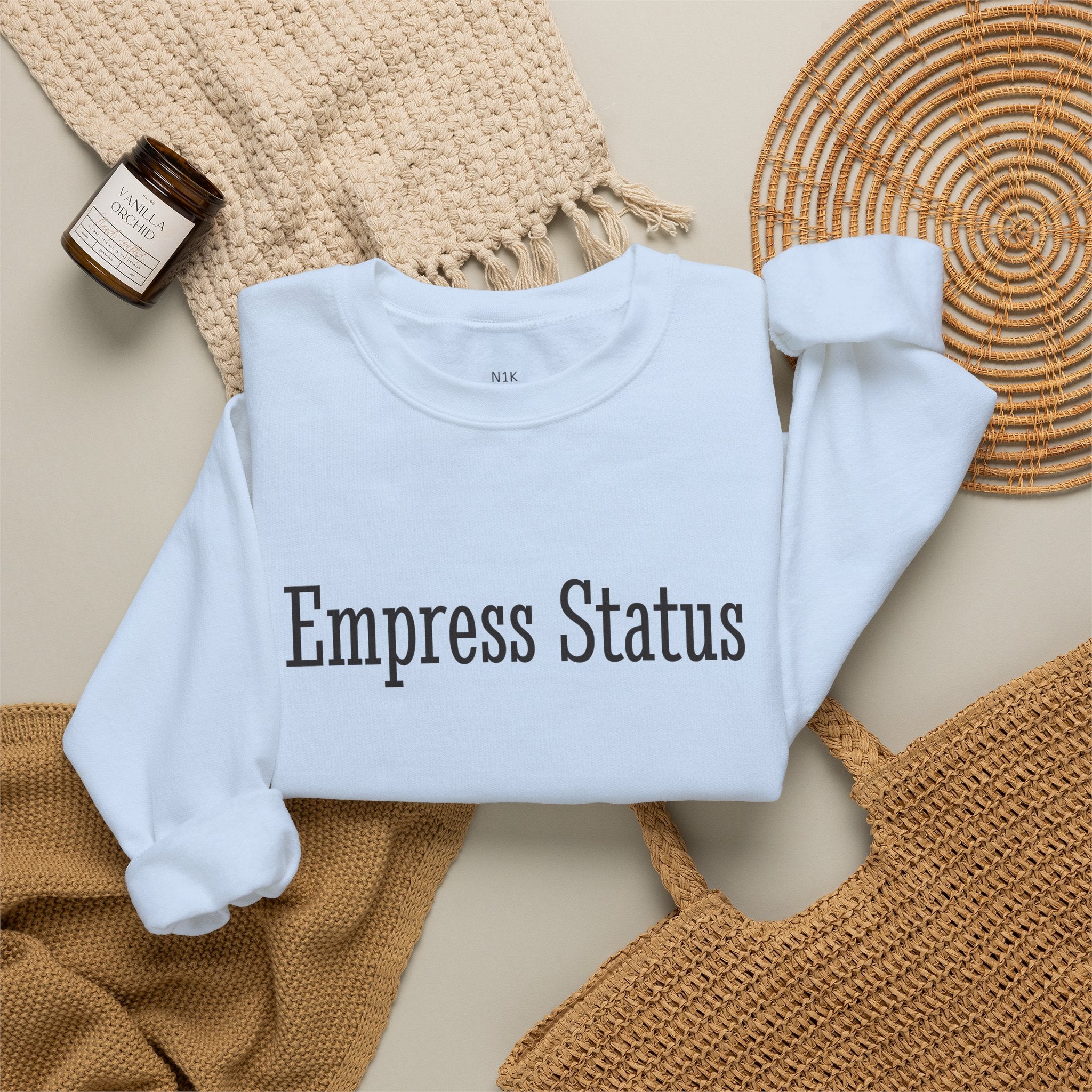 Empress Status Black Glitter Print Unisex Heavy Blend™ Crewneck Sweatshirt