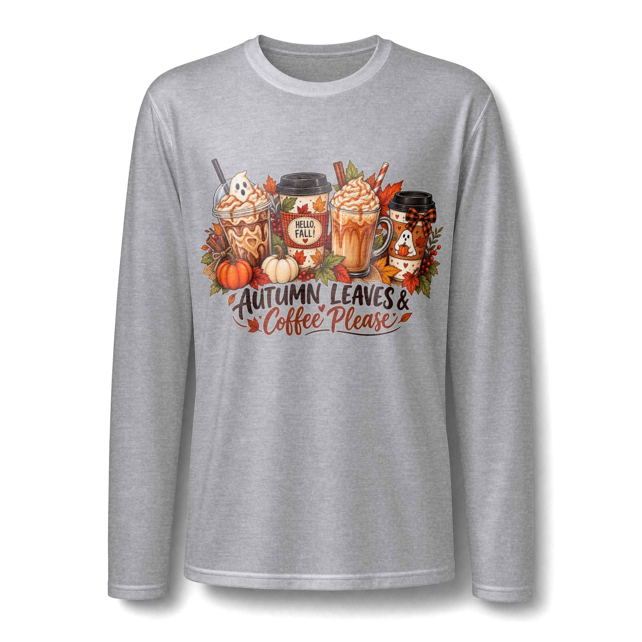 Autumn Leaves & Coffee Please Long Sleeve T-Shirt