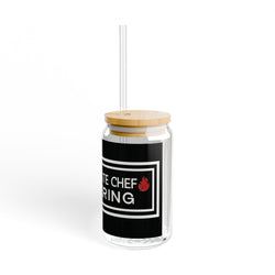 Unks Catering Custom Sipper Glass, 16oz | Retro Glass Drinkware, Cute Water Cup, Eco-Friendly Beverage Container, Ideal Gift for Friends, Summer Fun