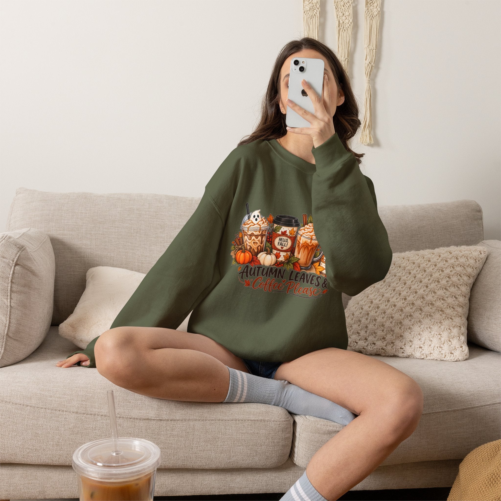 Autumn Leaves & Coffee Please Sweatshirt