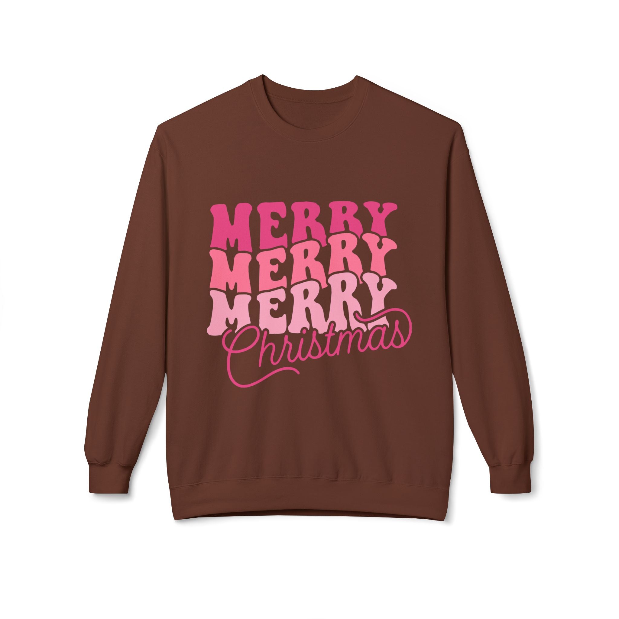 Merry Merry Christmas Crewneck Sweatshirt — Retro Pink Holiday PulloveSweatshirtMerry Merry Christmas