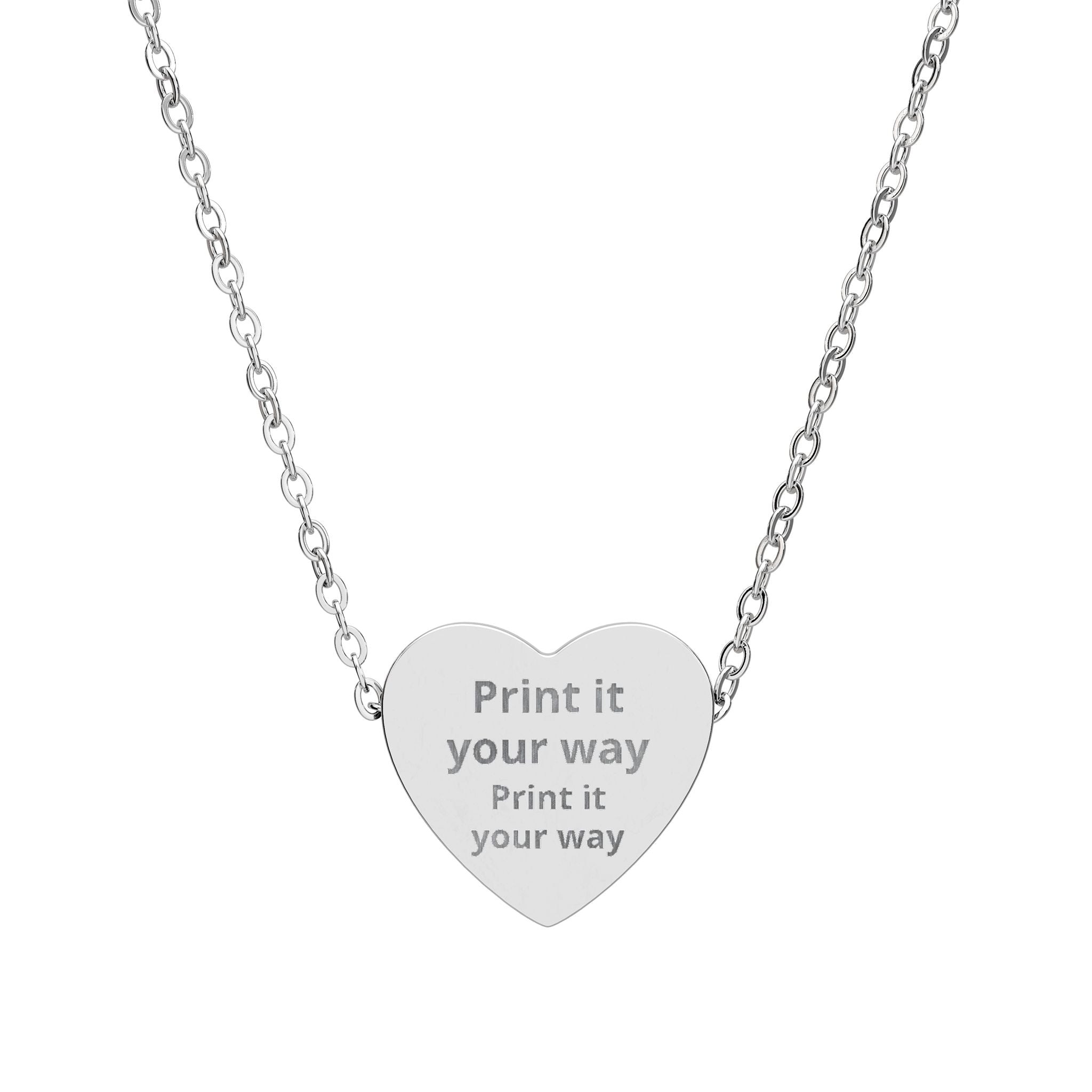 Engraved Heart Necklace — Personalized 'Print It Your Way Text' Pendant