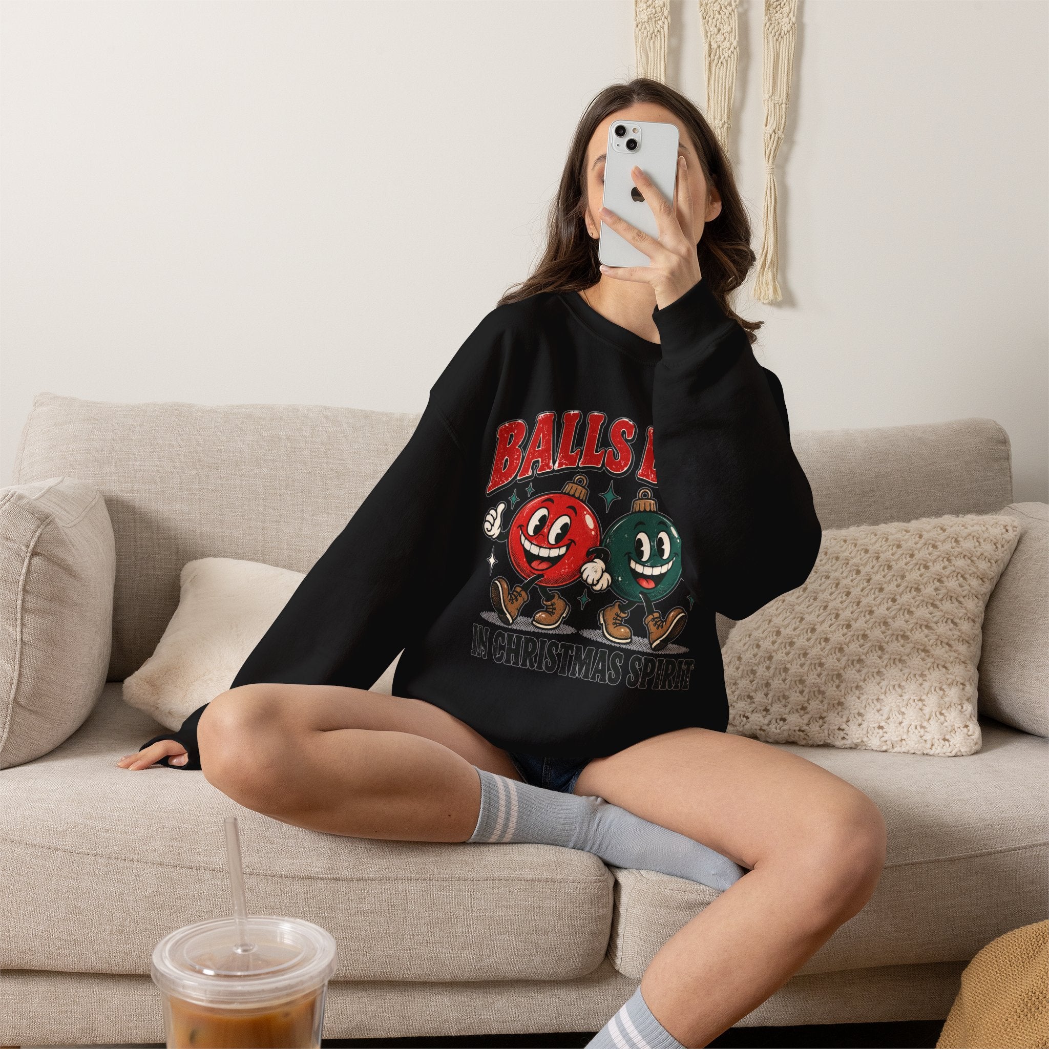 Balls Deep in Christmas Spirit Crewneck Sweatshirt