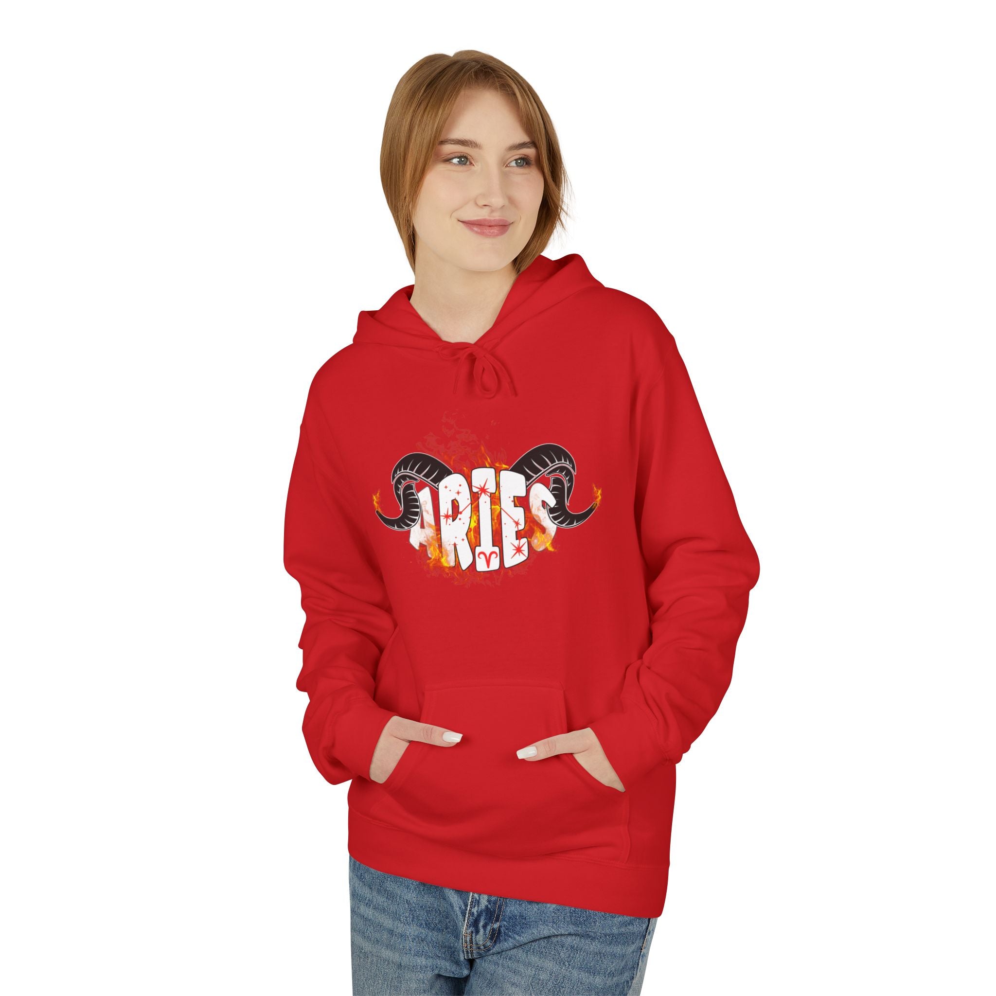 Aries Ram on fire Hoodie — Unisex Zodiac Astrology Hoodie with 'Aries' Design