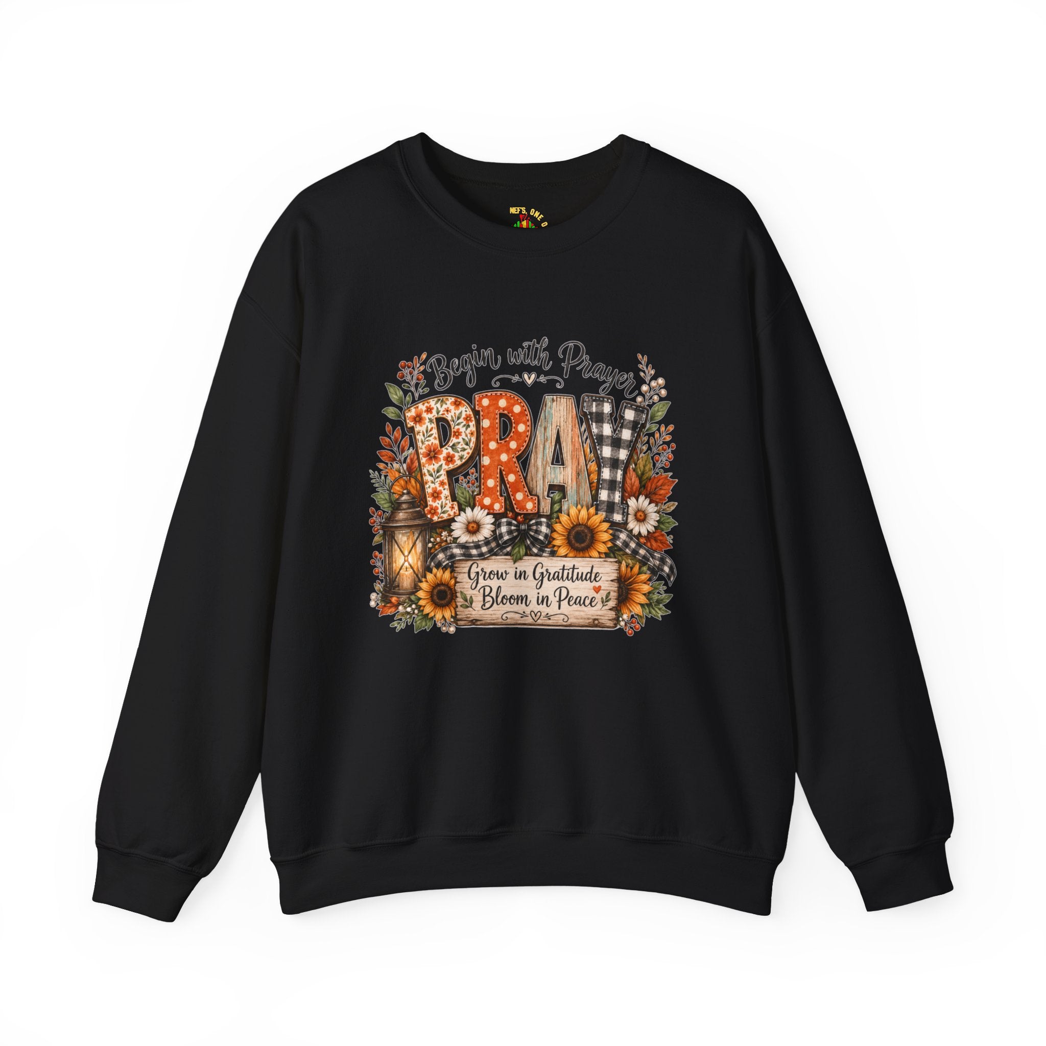 Begin with Prayer Sweatshirt – Floral Christian Faith Crewneck
