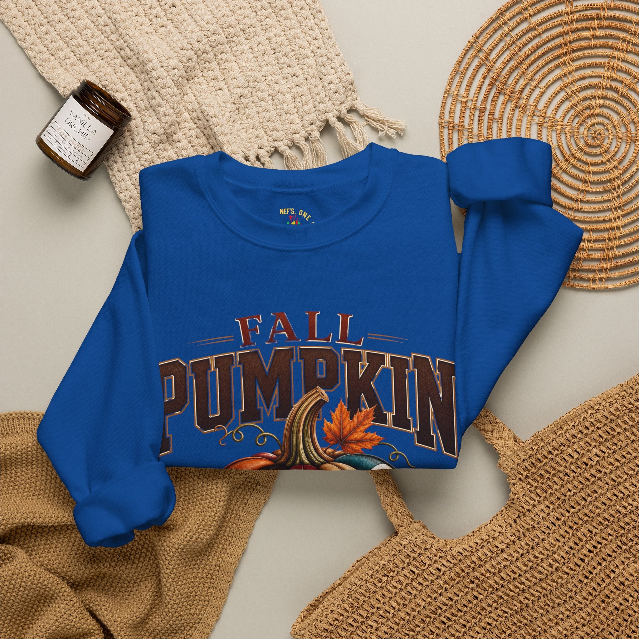 Fall Pumpkin Football Season Crewneck Sweatshirt