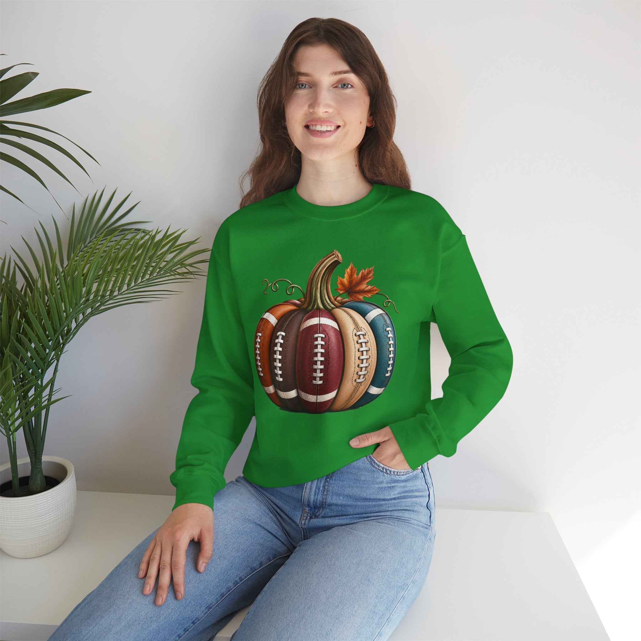 Fall Football Pumpkin Crewneck Sweatshirt