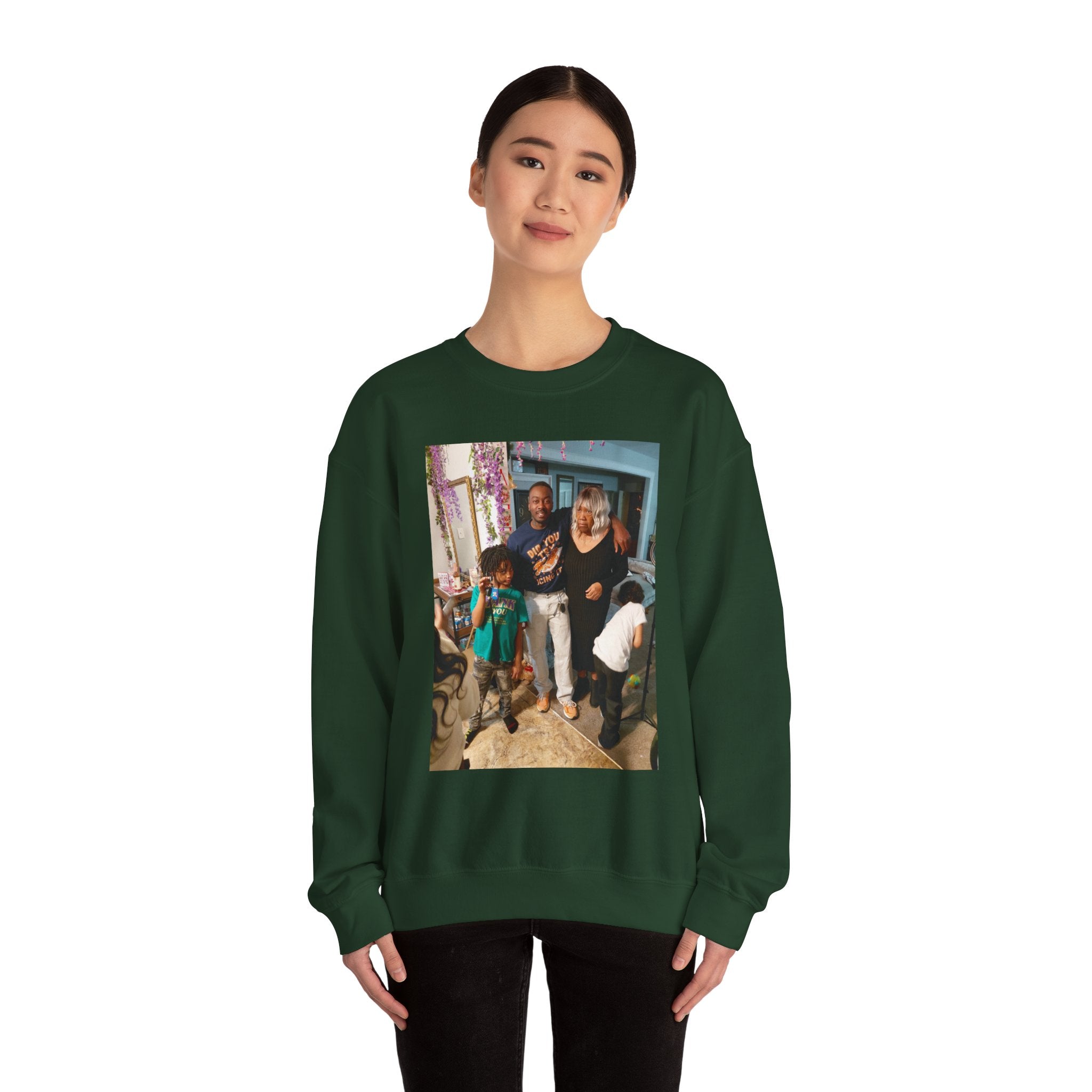 Personalized Photo Crewneck Sweatshirt — Custom Photo Front, 'Add Text' Back