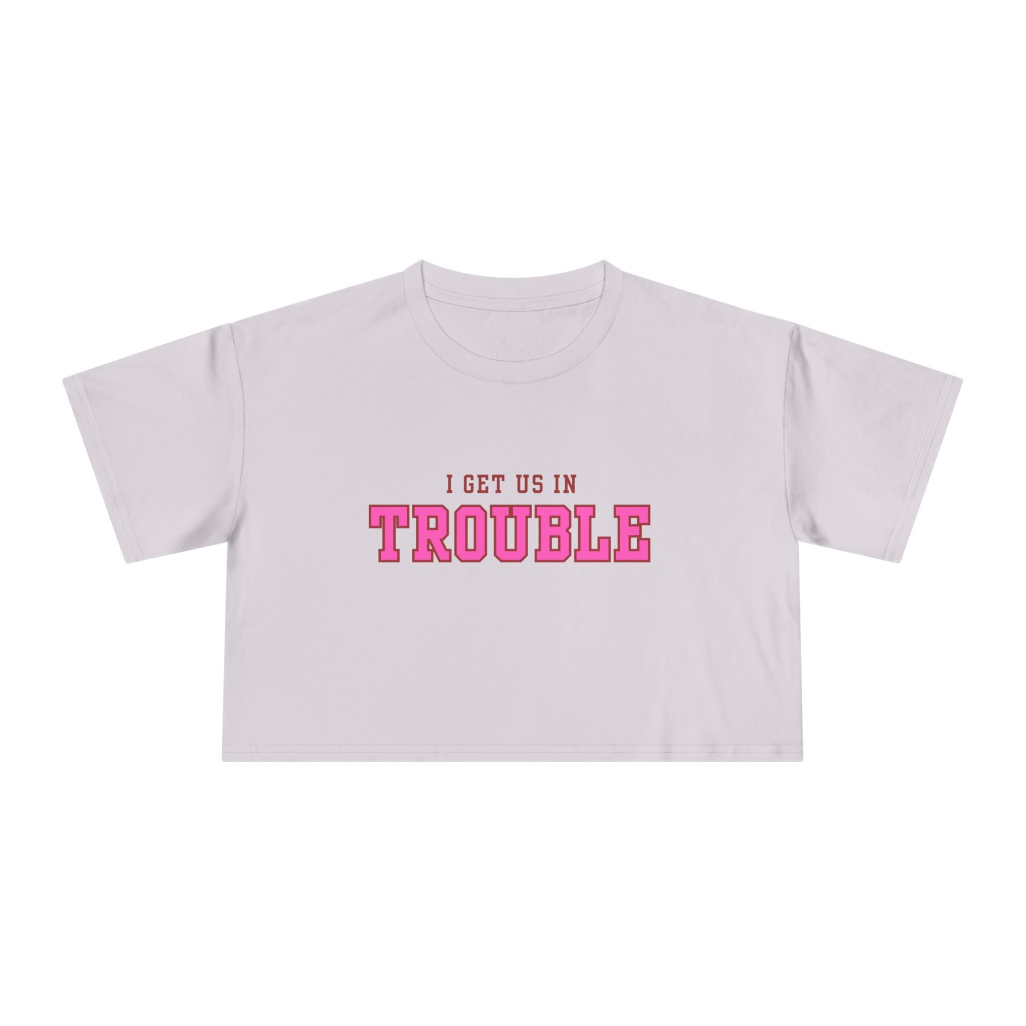 Trouble Maker Women's Crop Tee, Funny Quote Shirt, Casual Summer Top, Gift for Her, Trendy Graphic Tee