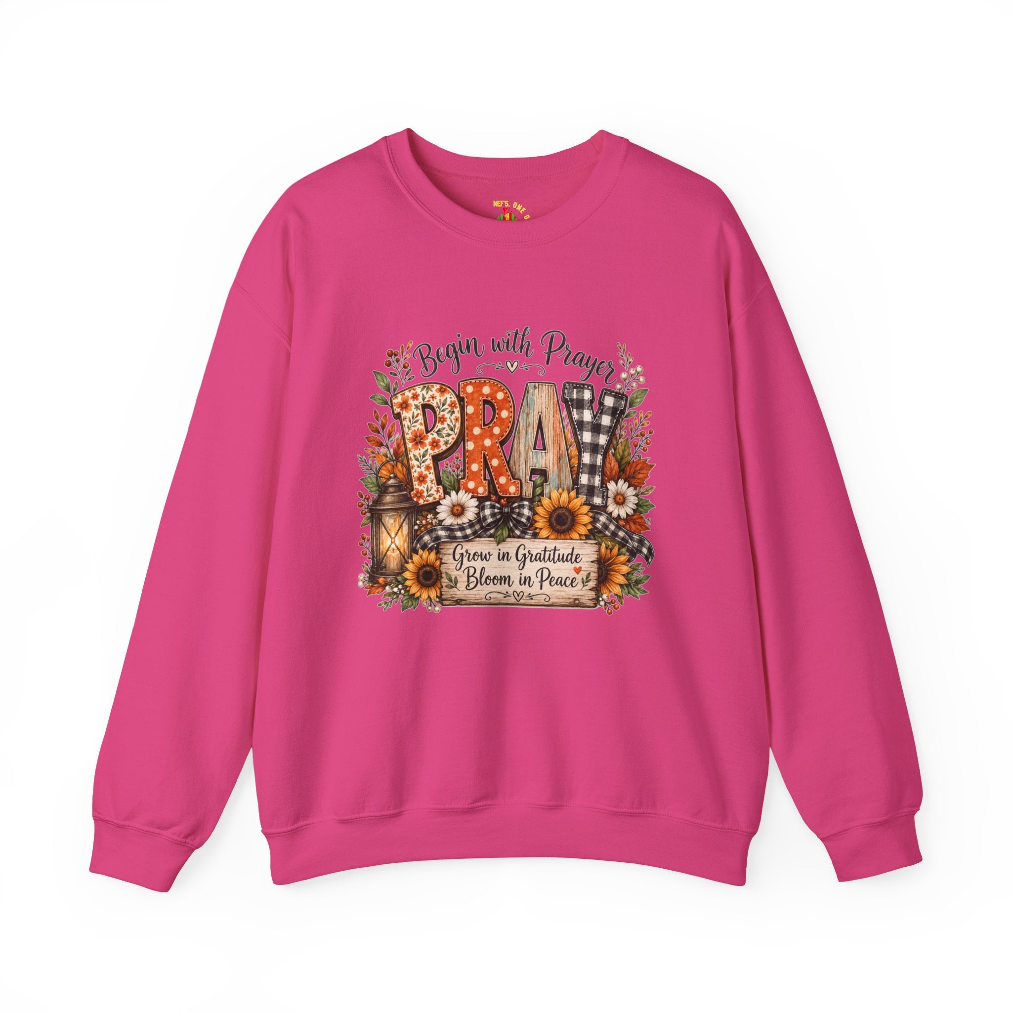 Begin with Prayer Sweatshirt – Floral Christian Faith Crewneck