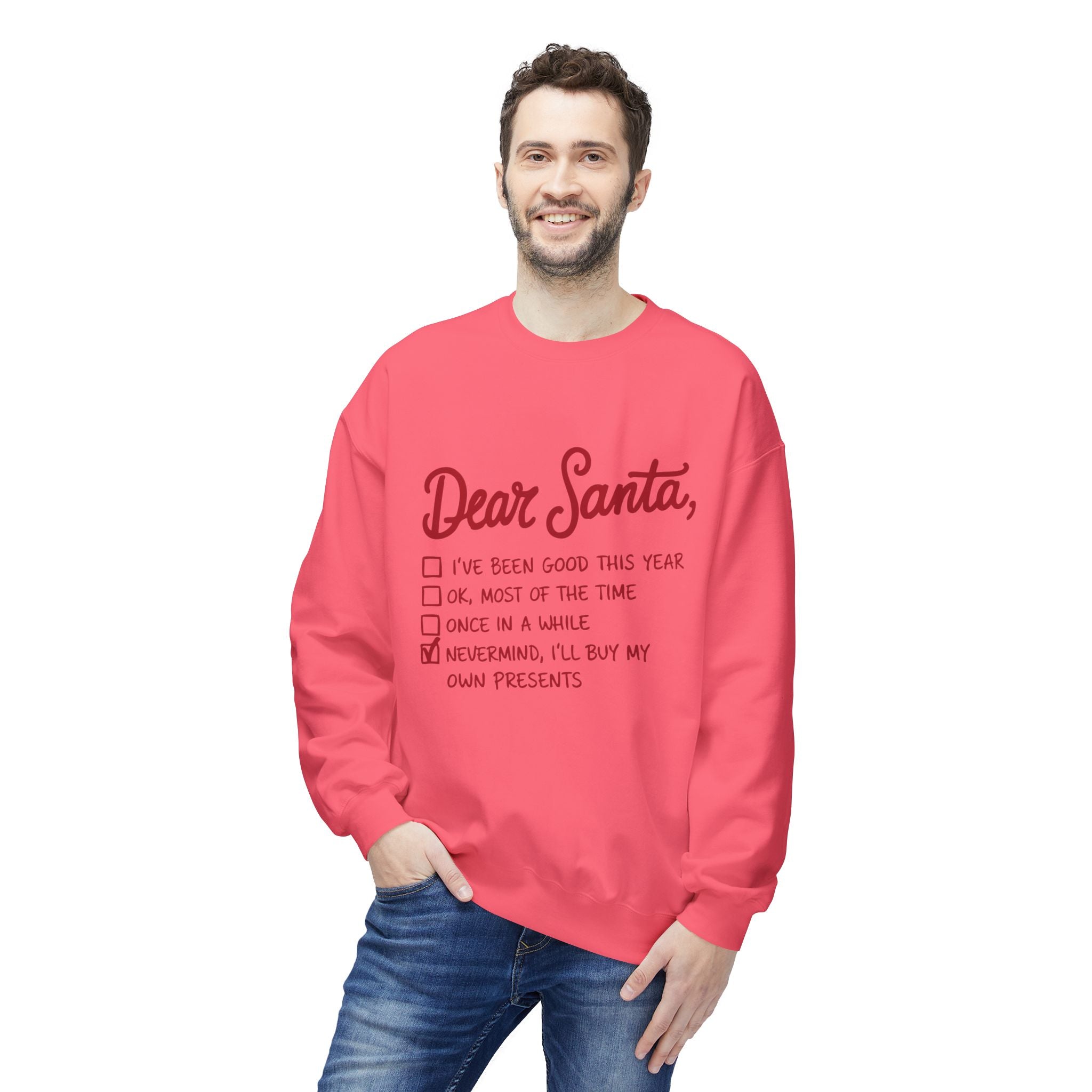 "Dear Santa" Funny Christmas Checklist Holiday Crewneck SweatshirtSweatshirtDear Santa