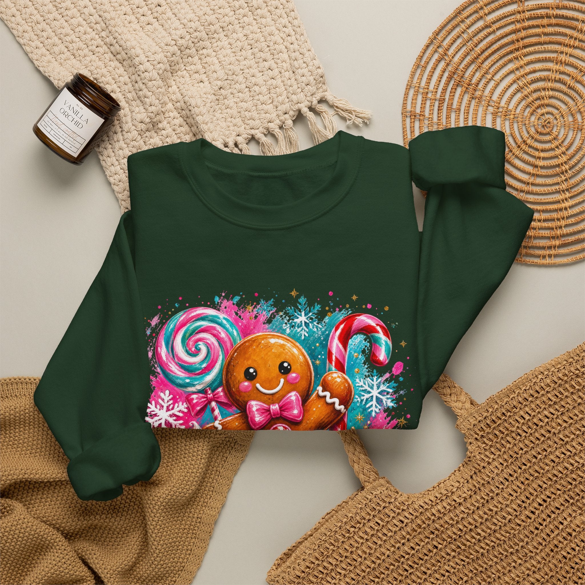 Christmas Gingerbread & Reindeer Crewneck Sweatshirt
