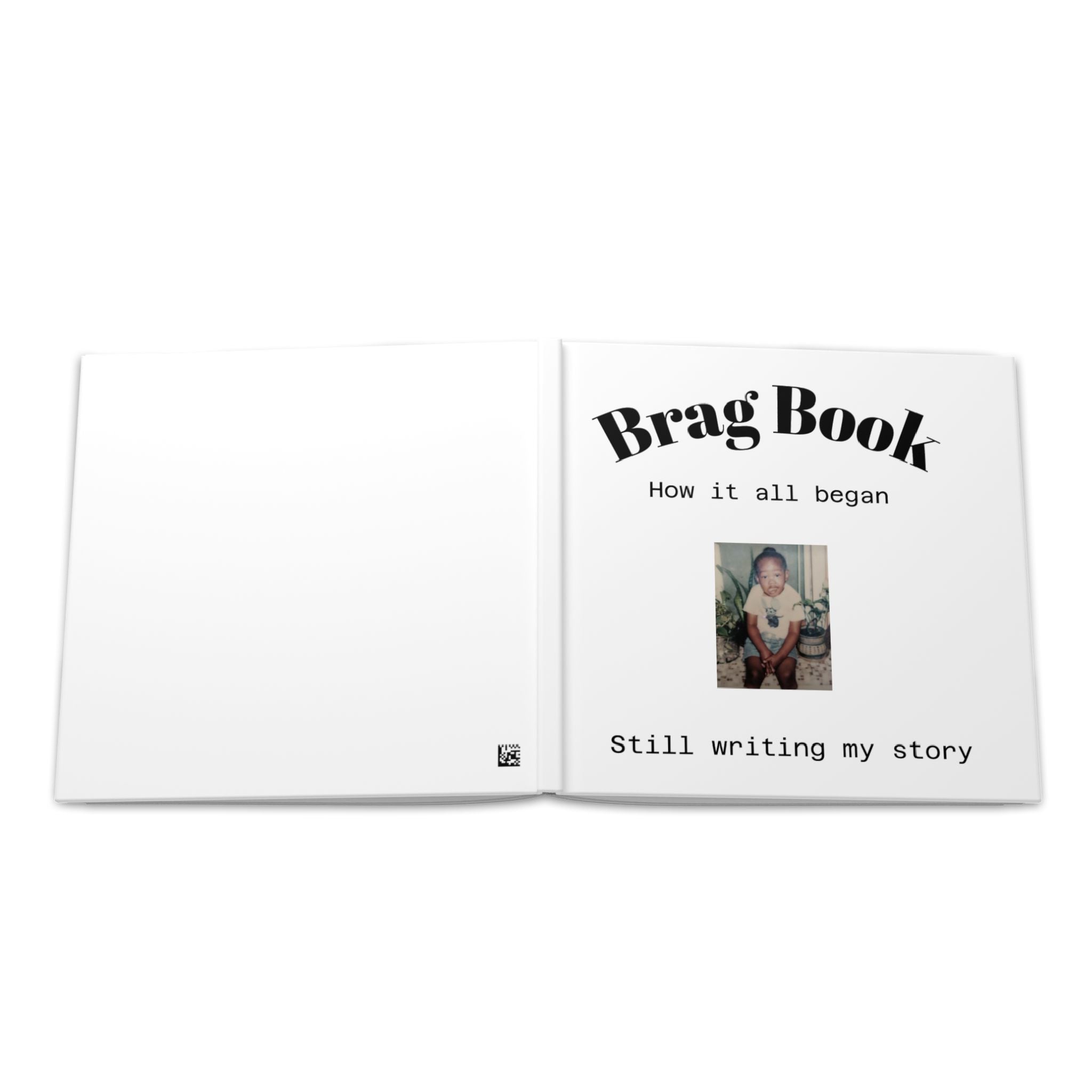Brag Book Hardcover Photo Album — "How it all began / Still writing my story"