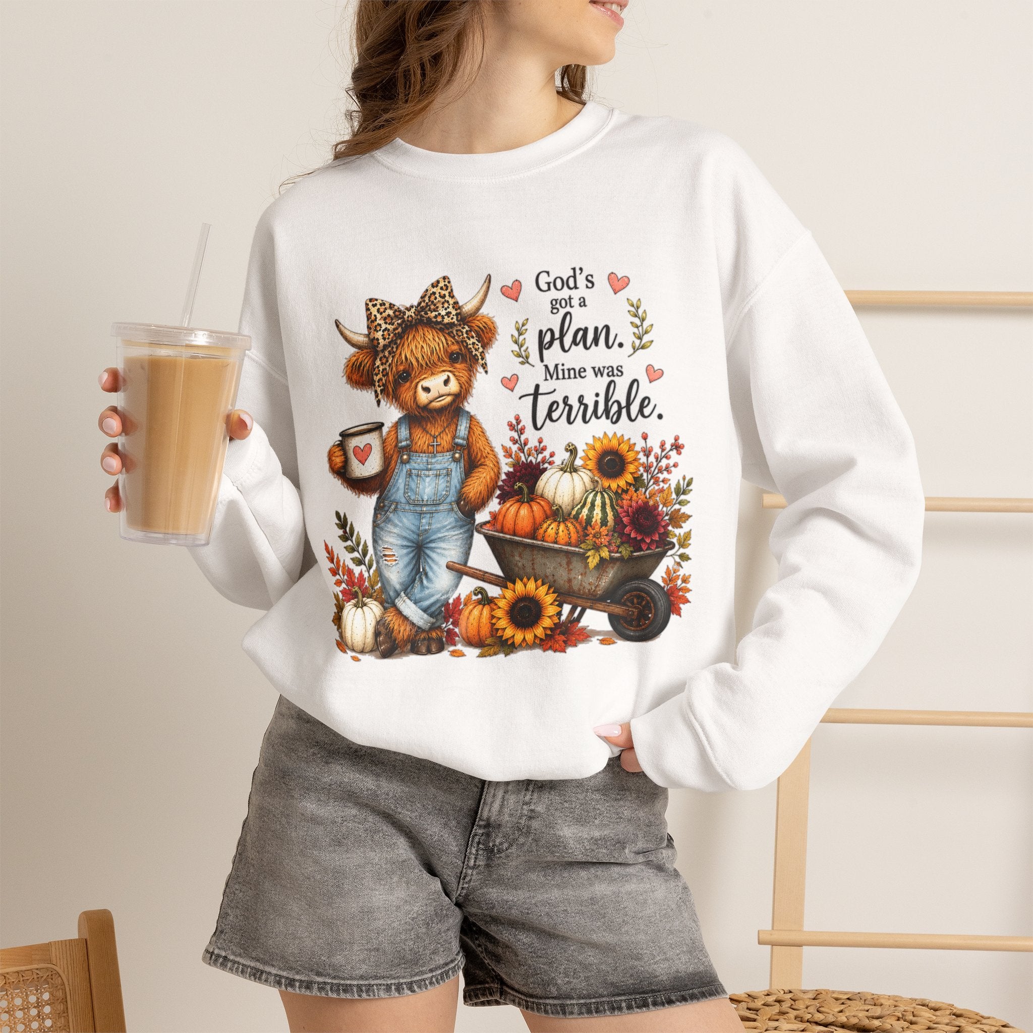 God’s Plan, Mine Was Terrible Bear Fall Crewneck Sweatshirt
