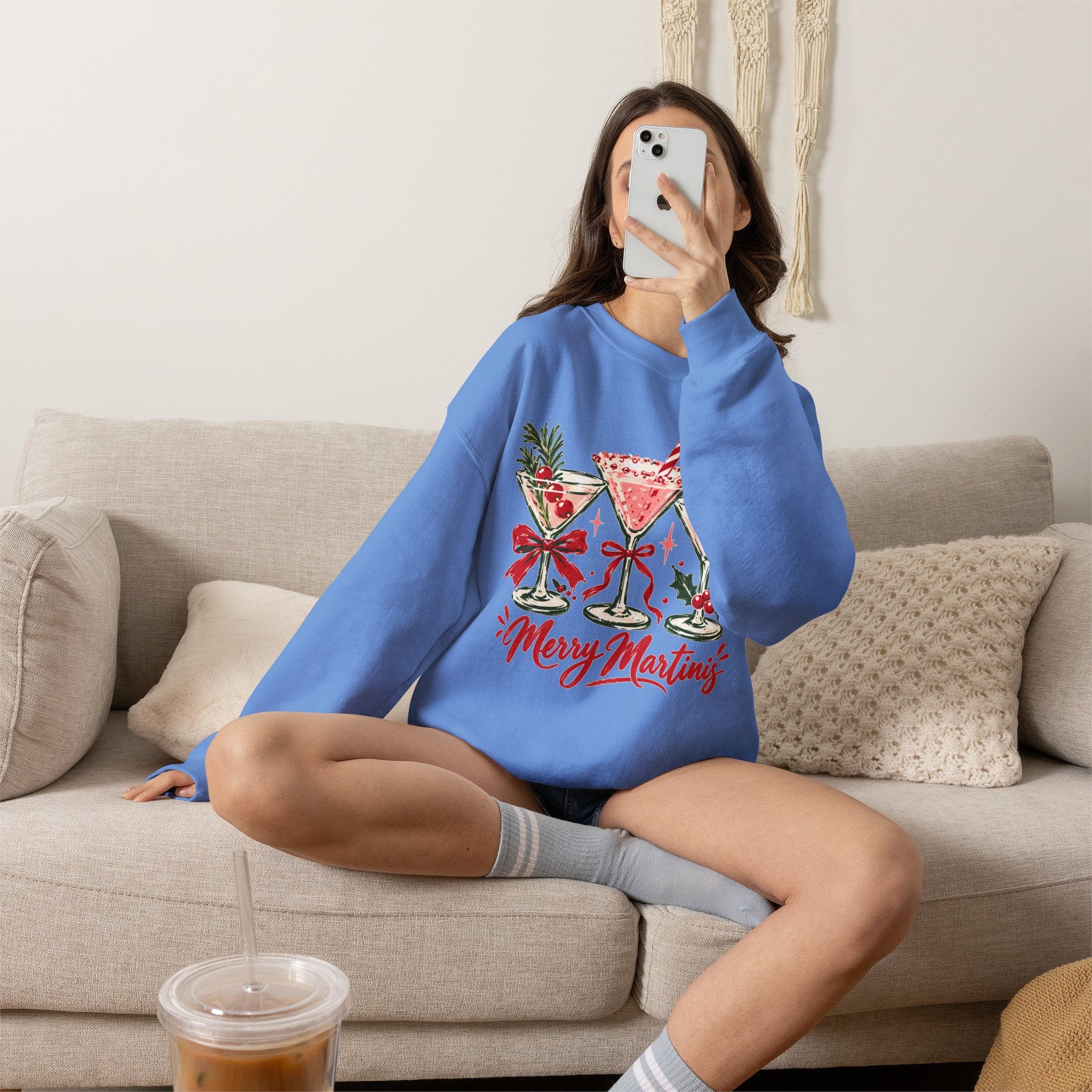 Merry Martinis Christmas Cocktail Crewneck Sweatshirt