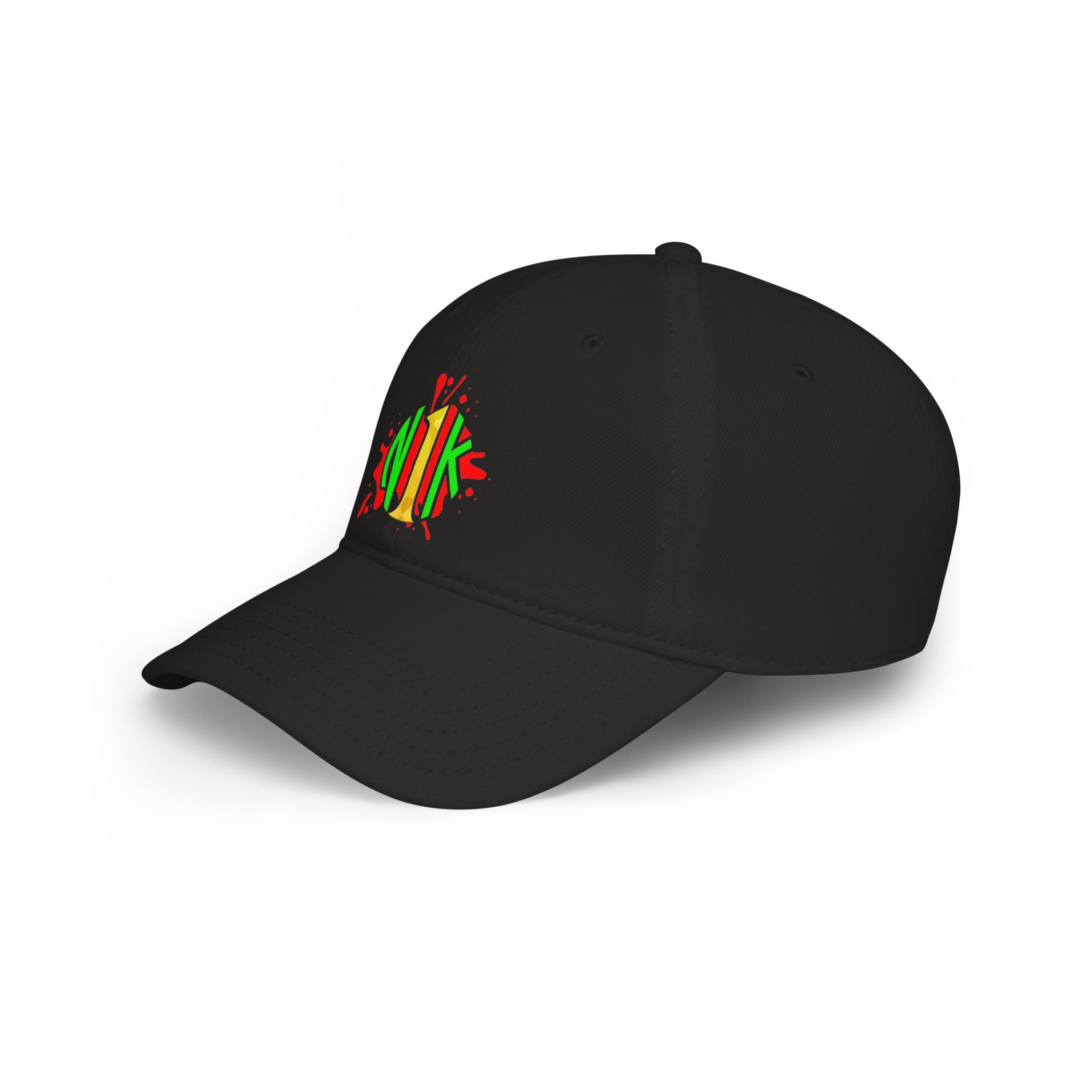 Custom Logo Low Profile Baseball Cap — Retro Splash Embroidered Logo