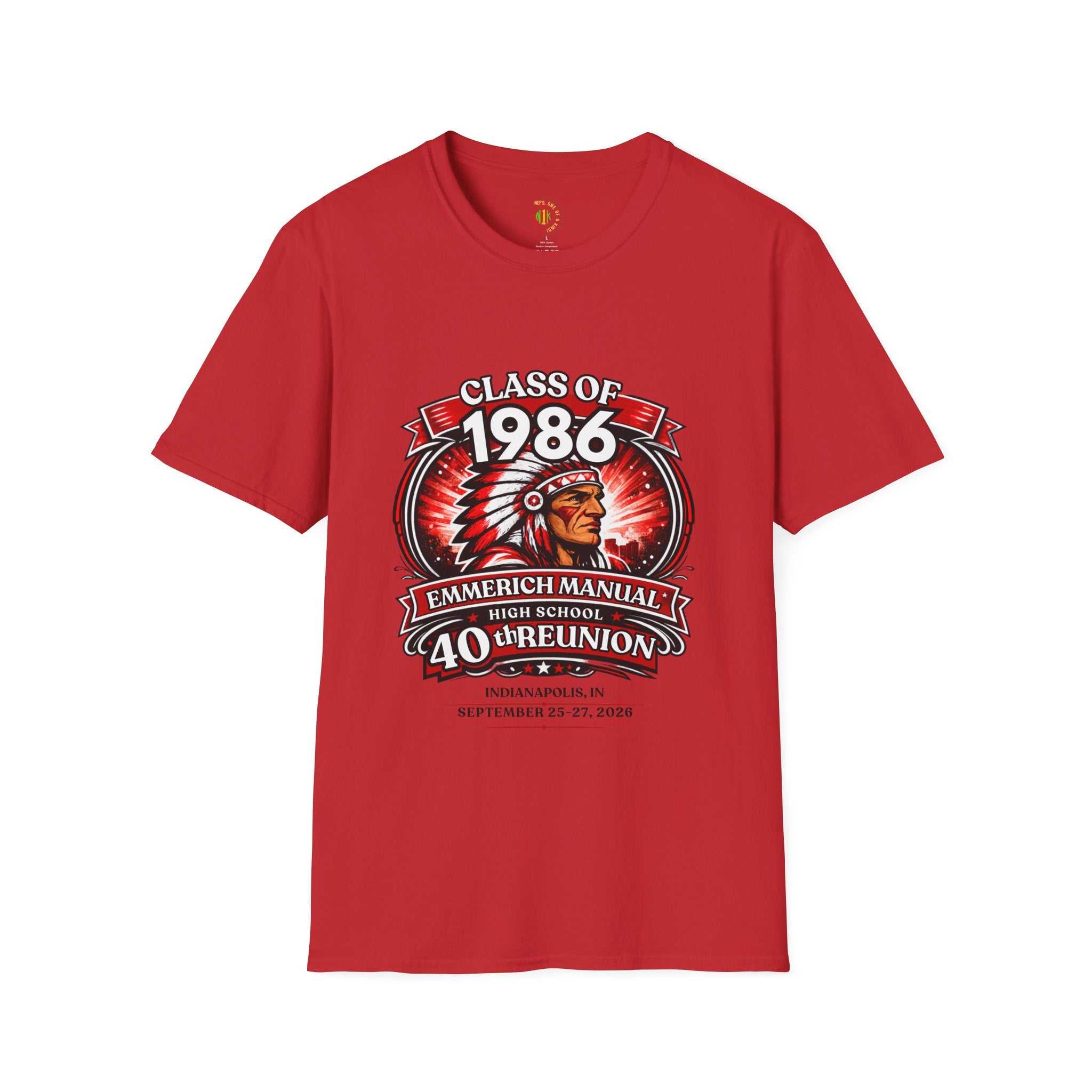 Class of 1986 40th Reunion T-Shirt — Emmerich Manual High School Alumni Tee - Another Customized Smile