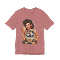 Coffee drinking Dog Mom Unisex Jersey Short Sleeve Tee