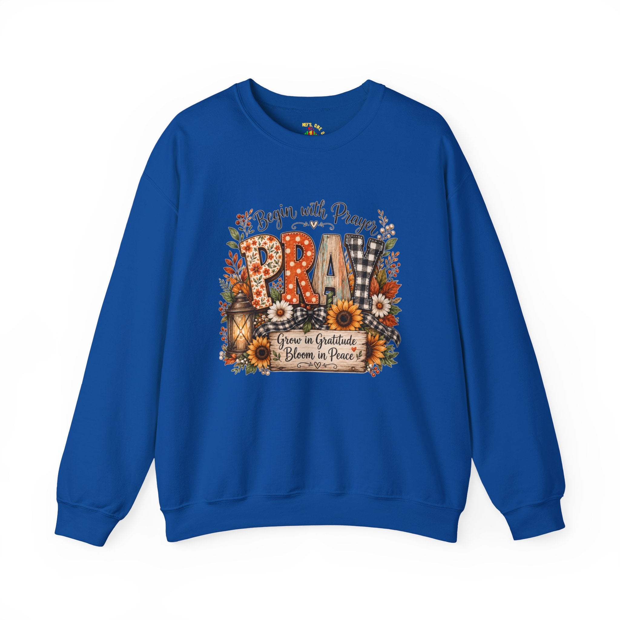 Begin with Prayer Sweatshirt – Floral Christian Faith Crewneck