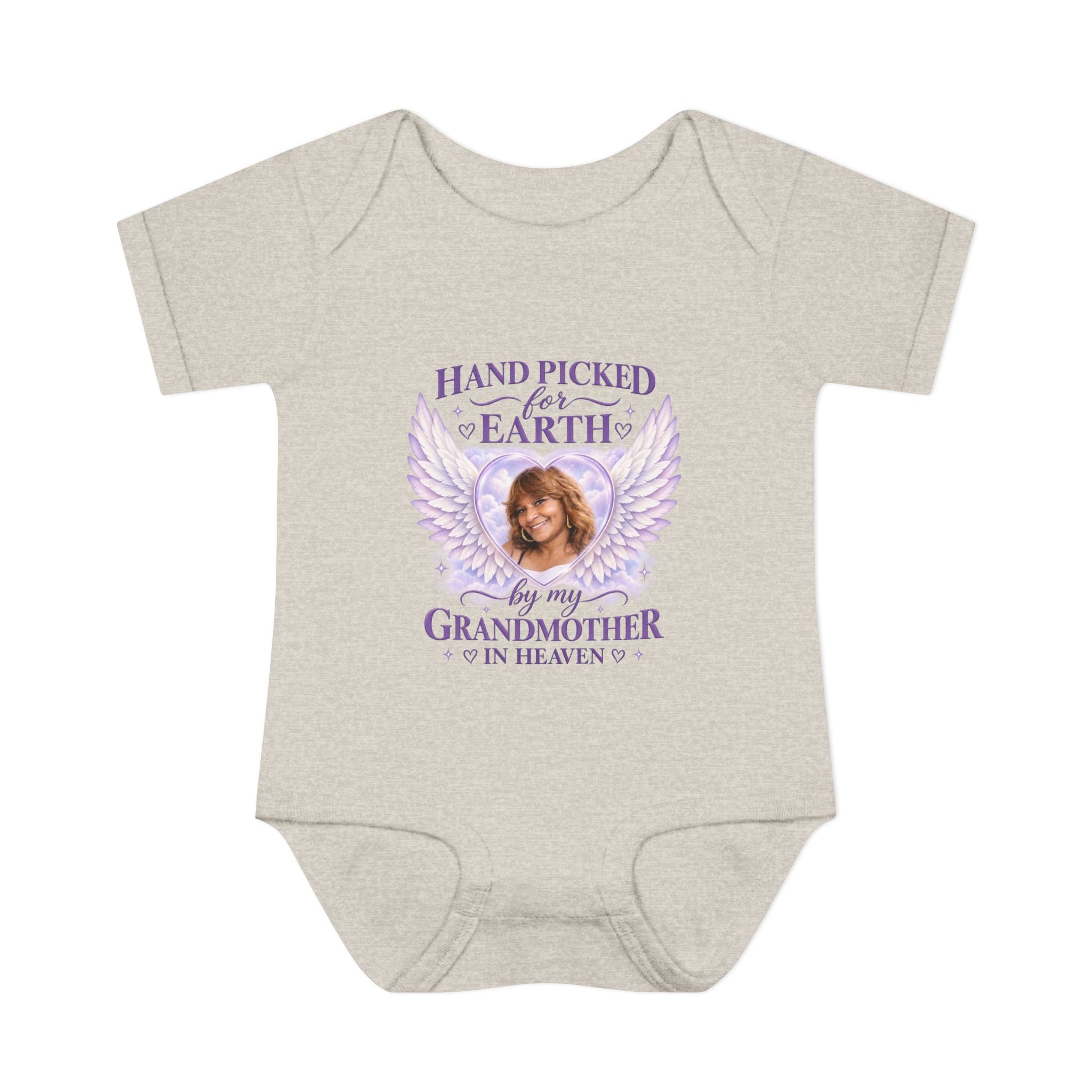 Mariah Infant Another Customized Smile Bodysuit "Handpicked for Earth by My Grandma in Heaven" – Memorial Baby Onesie