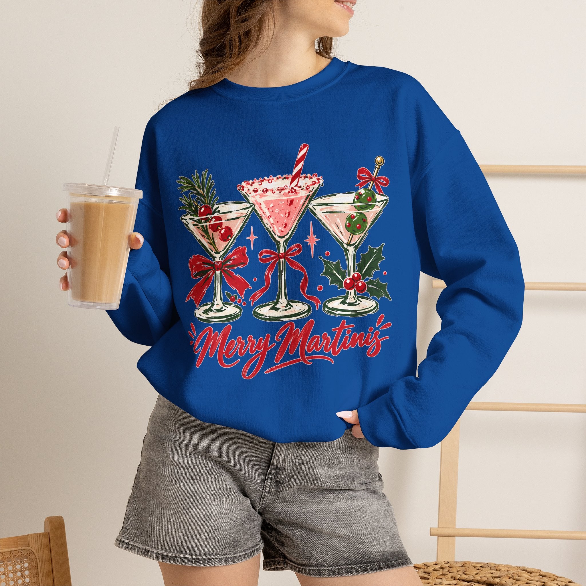 Merry Martinis Christmas Cocktail Crewneck Sweatshirt