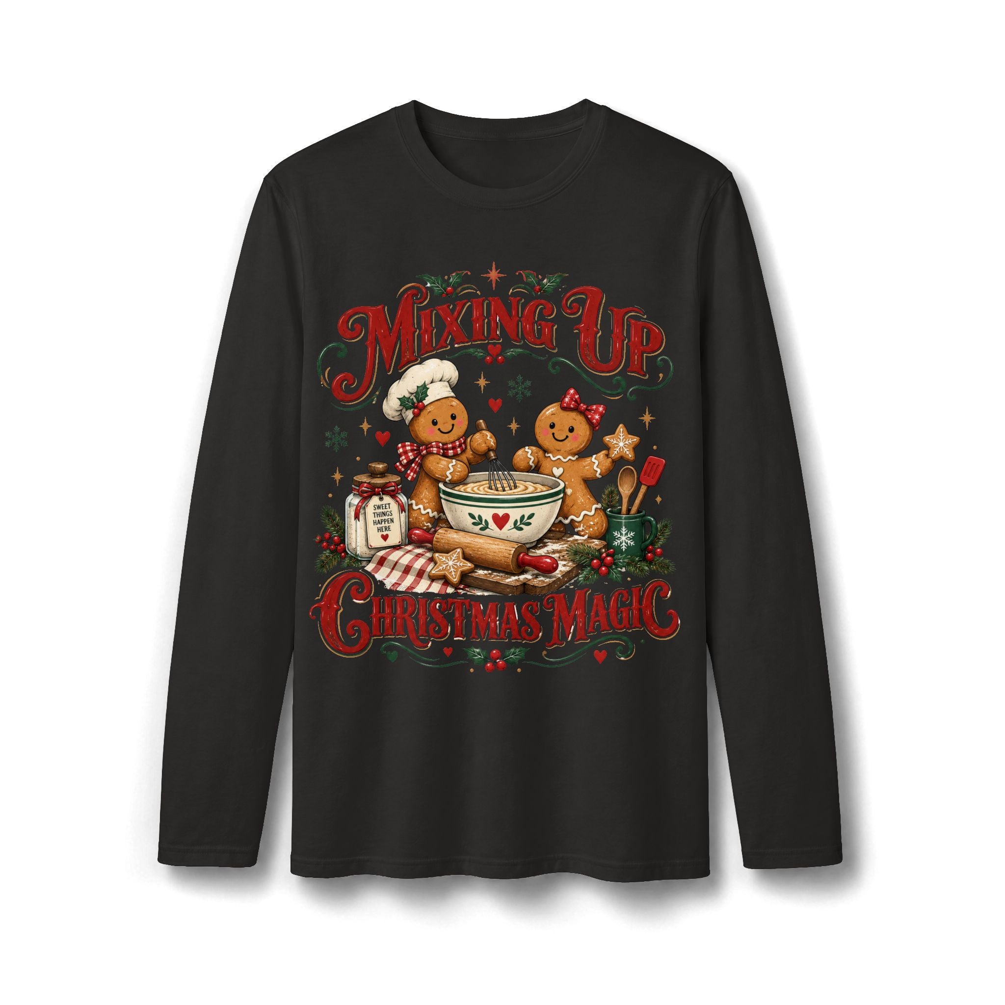 Mixing Up Christmas Magic Gingerbread Long Sleeve T-Shirt