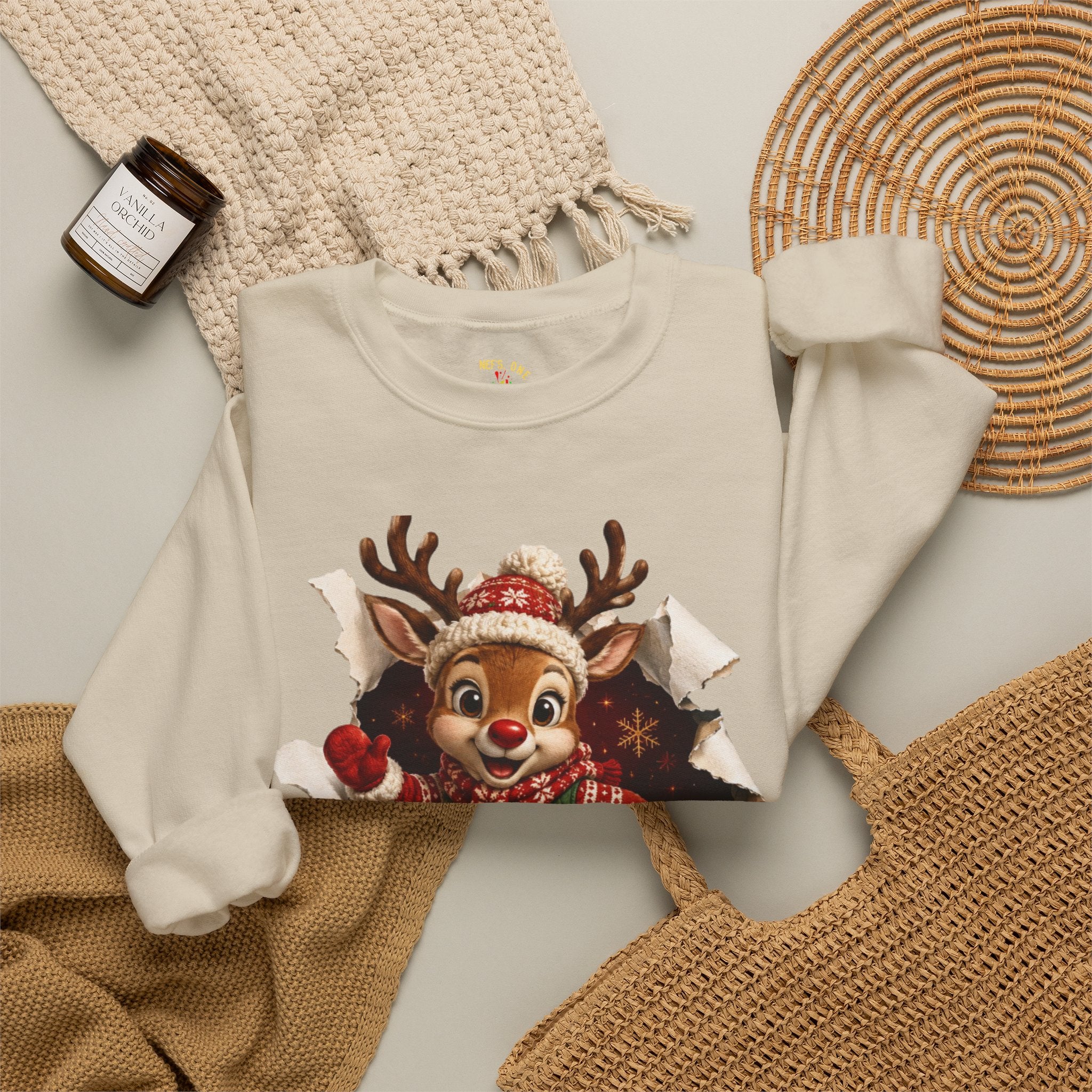 Festive Christmas Reindeer Crewneck Sweatshirt