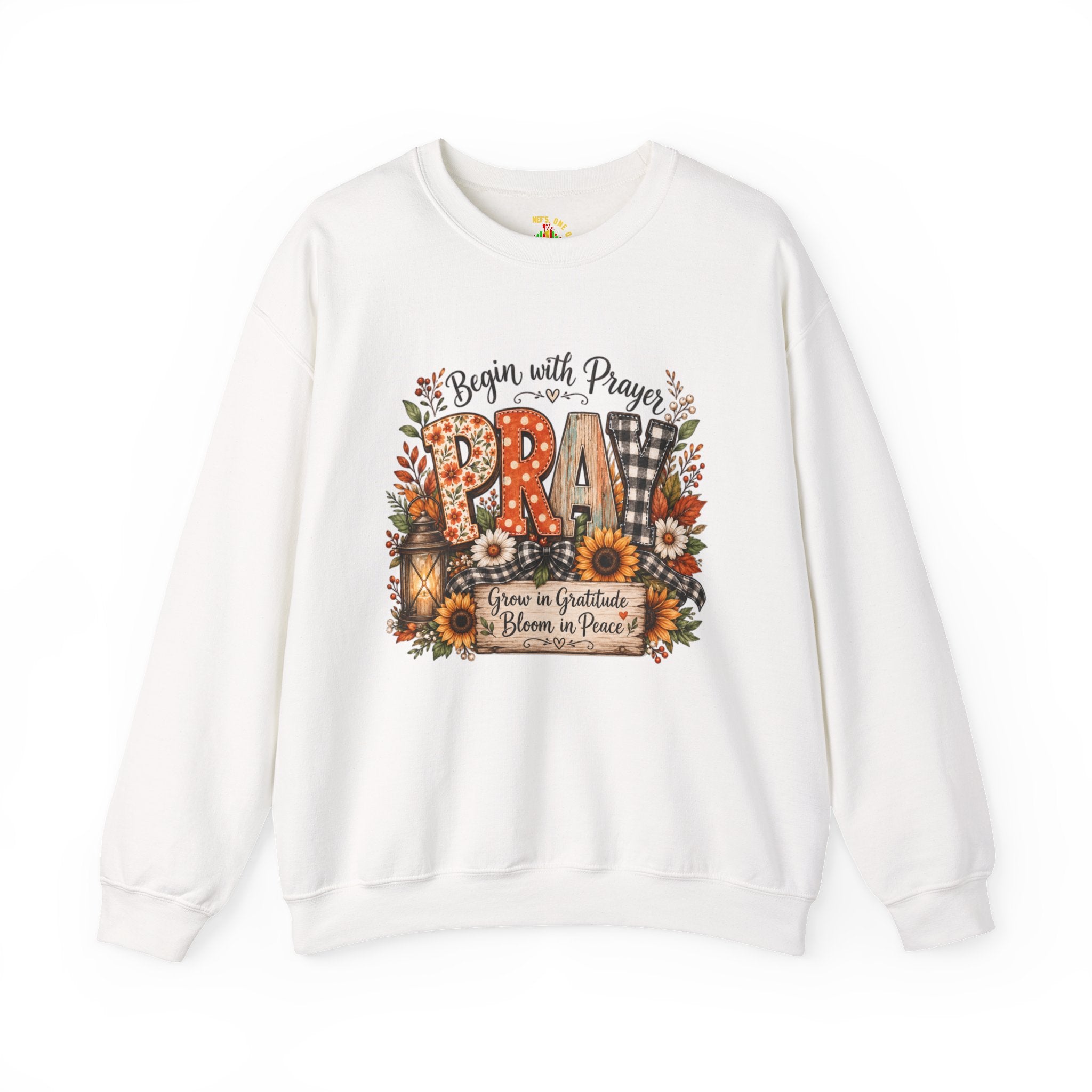 Begin with Prayer Sweatshirt – Floral Christian Faith Crewneck