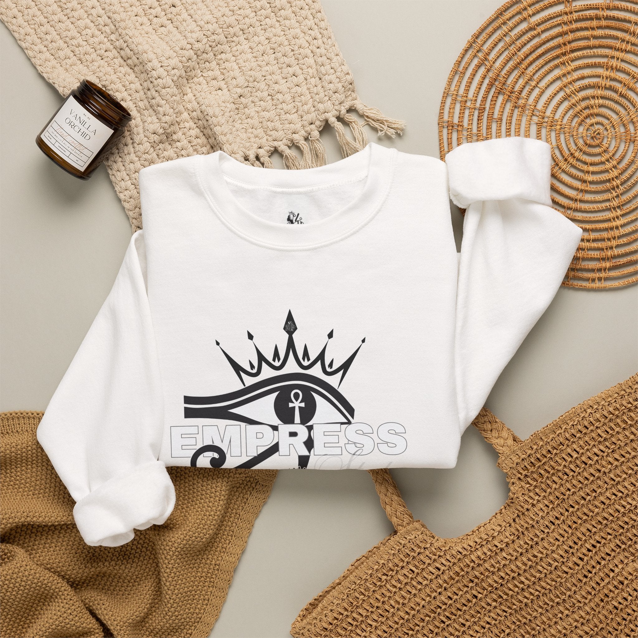 Eye of Horus Crown Empress Sweatshirt — Egyptian Protective Symbol Tee