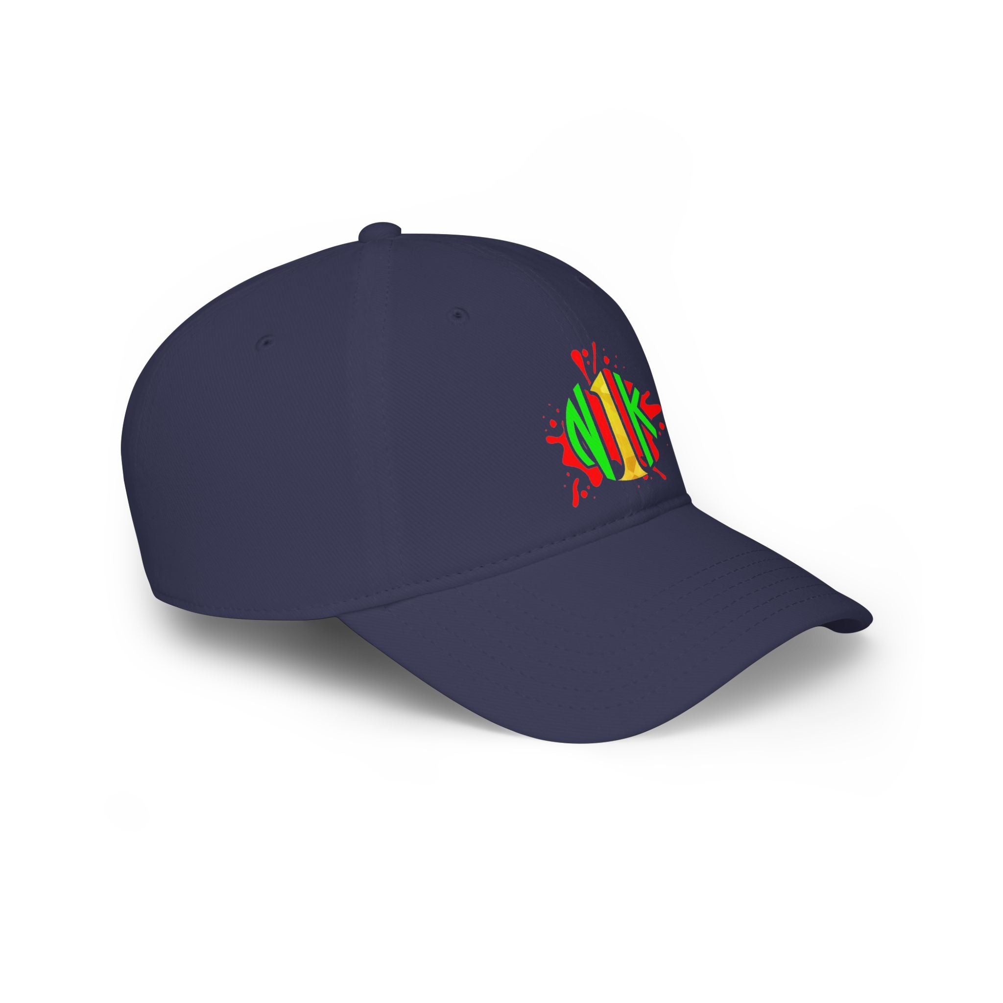 Custom Logo Low Profile Baseball Cap — Retro Splash Embroidered Logo