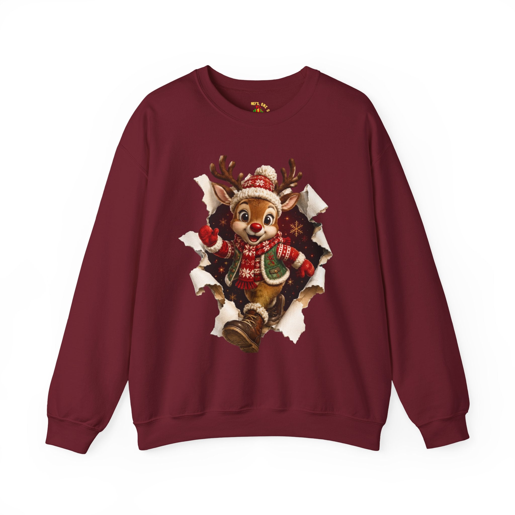 Festive Christmas Reindeer Crewneck Sweatshirt