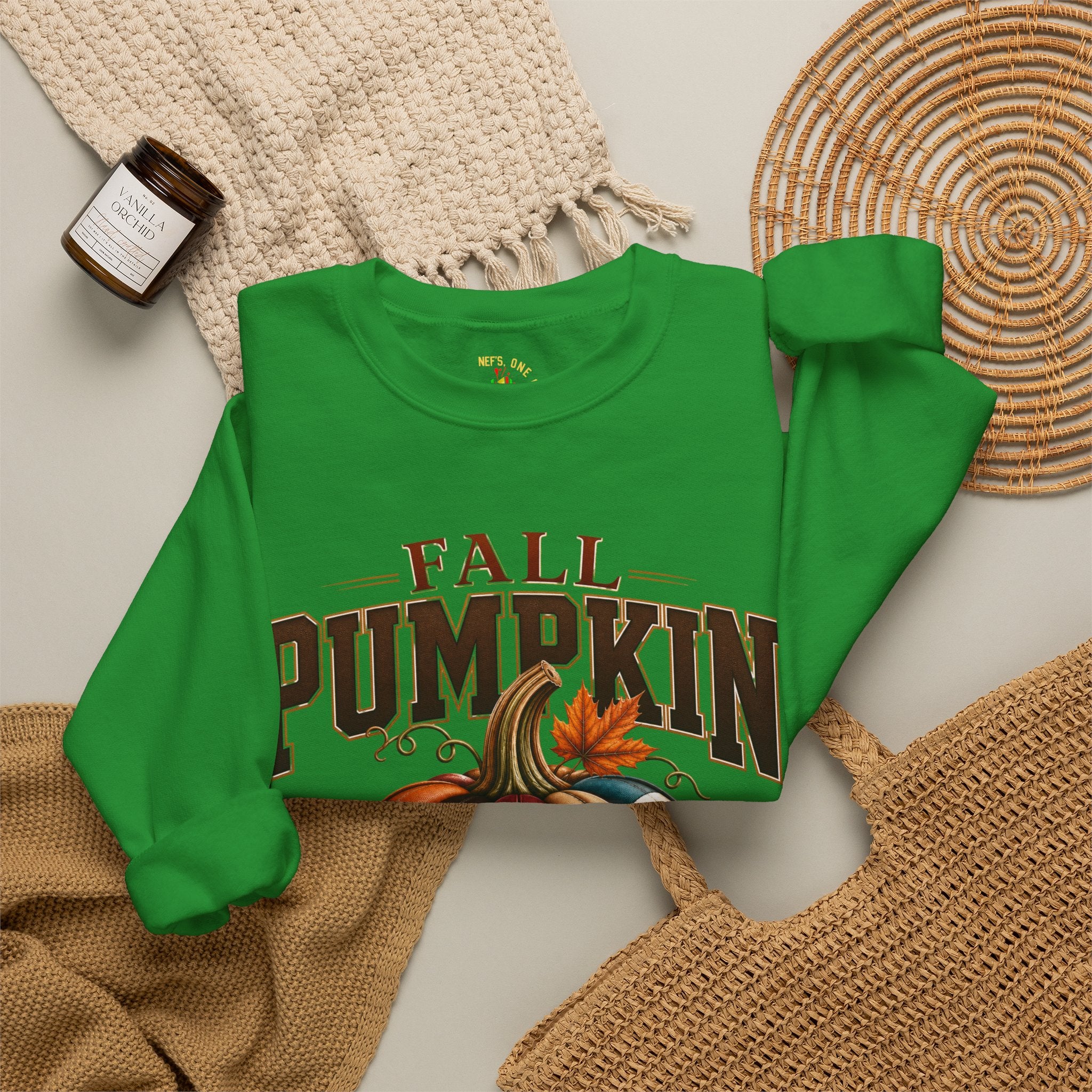 Fall Pumpkin Football Season Crewneck Sweatshirt