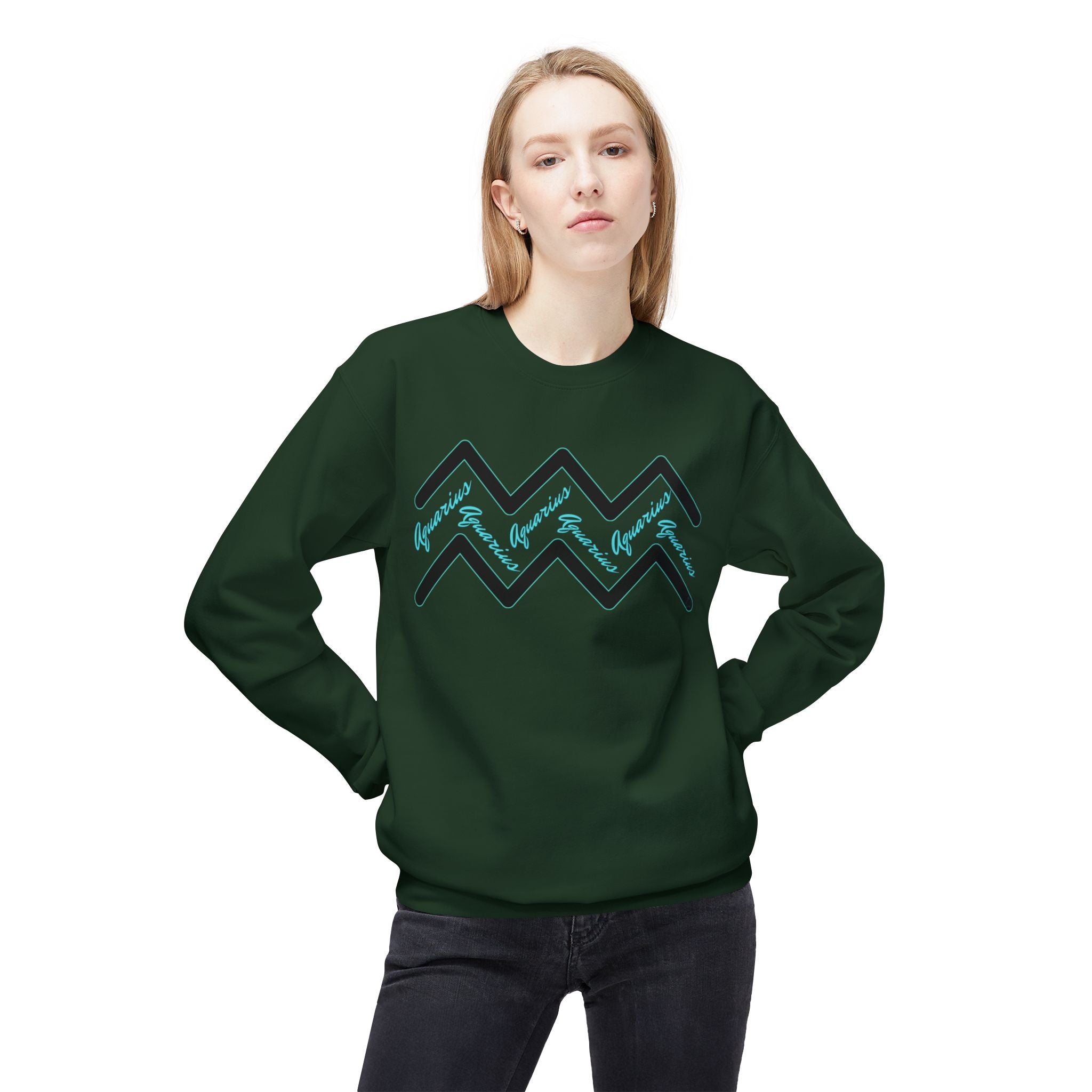 Aquarius Zodiac Crewneck Sweatshirt — Aquarius Symbol Astrological Sweatshirt
