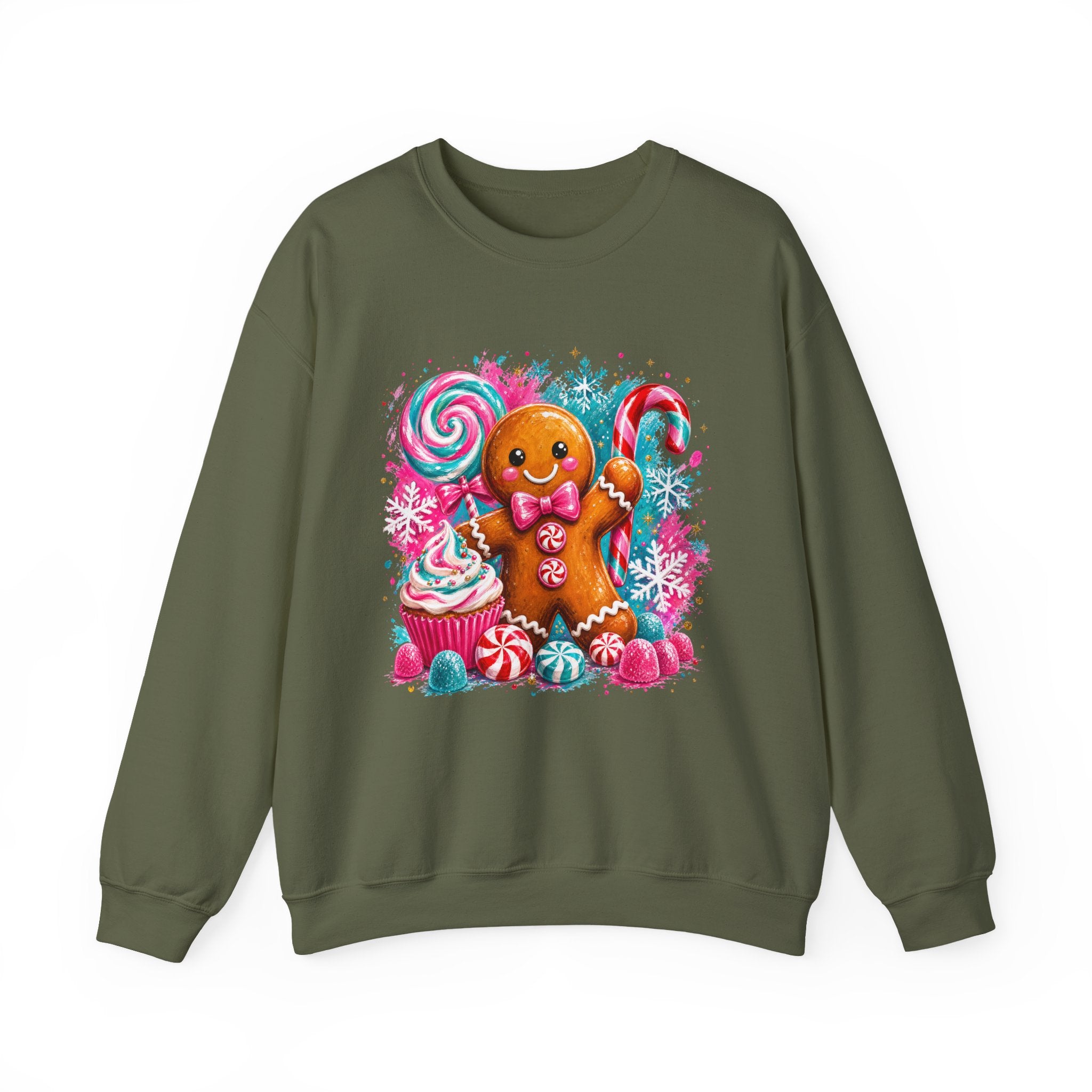 Christmas Gingerbread & Reindeer Crewneck Sweatshirt