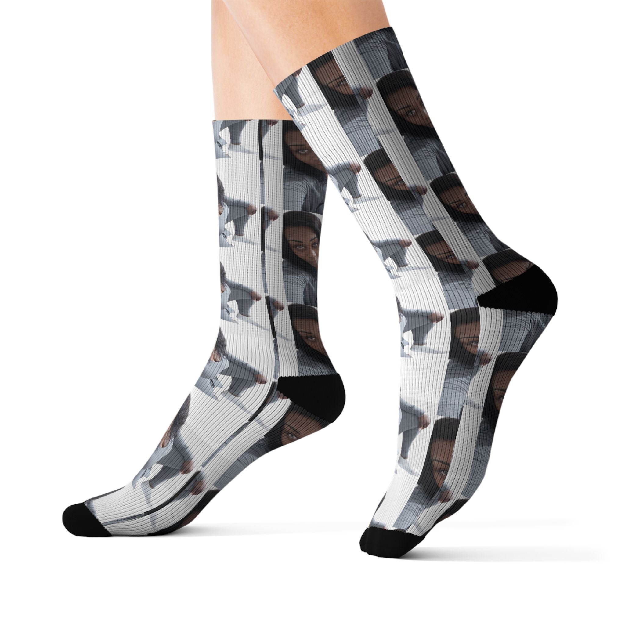 Photo Collage Customizable Socks — Custom Face Repeat Pattern