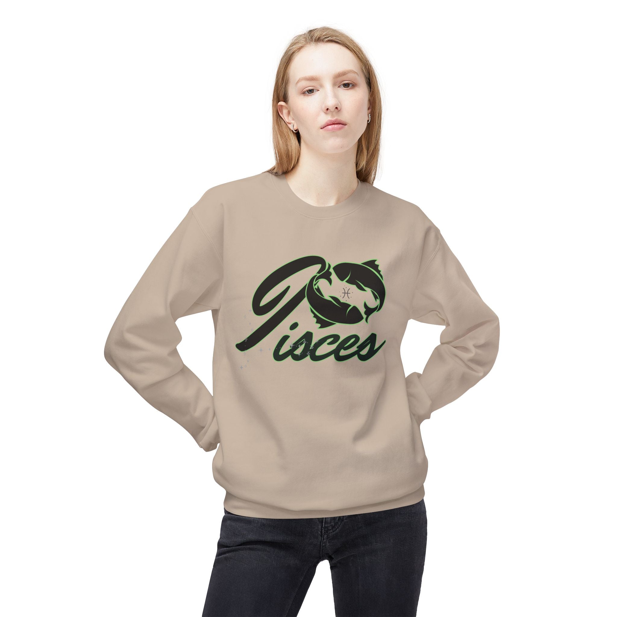 Pisces Zodiac Crewneck Sweatshirt — Astrological Fish Graphic