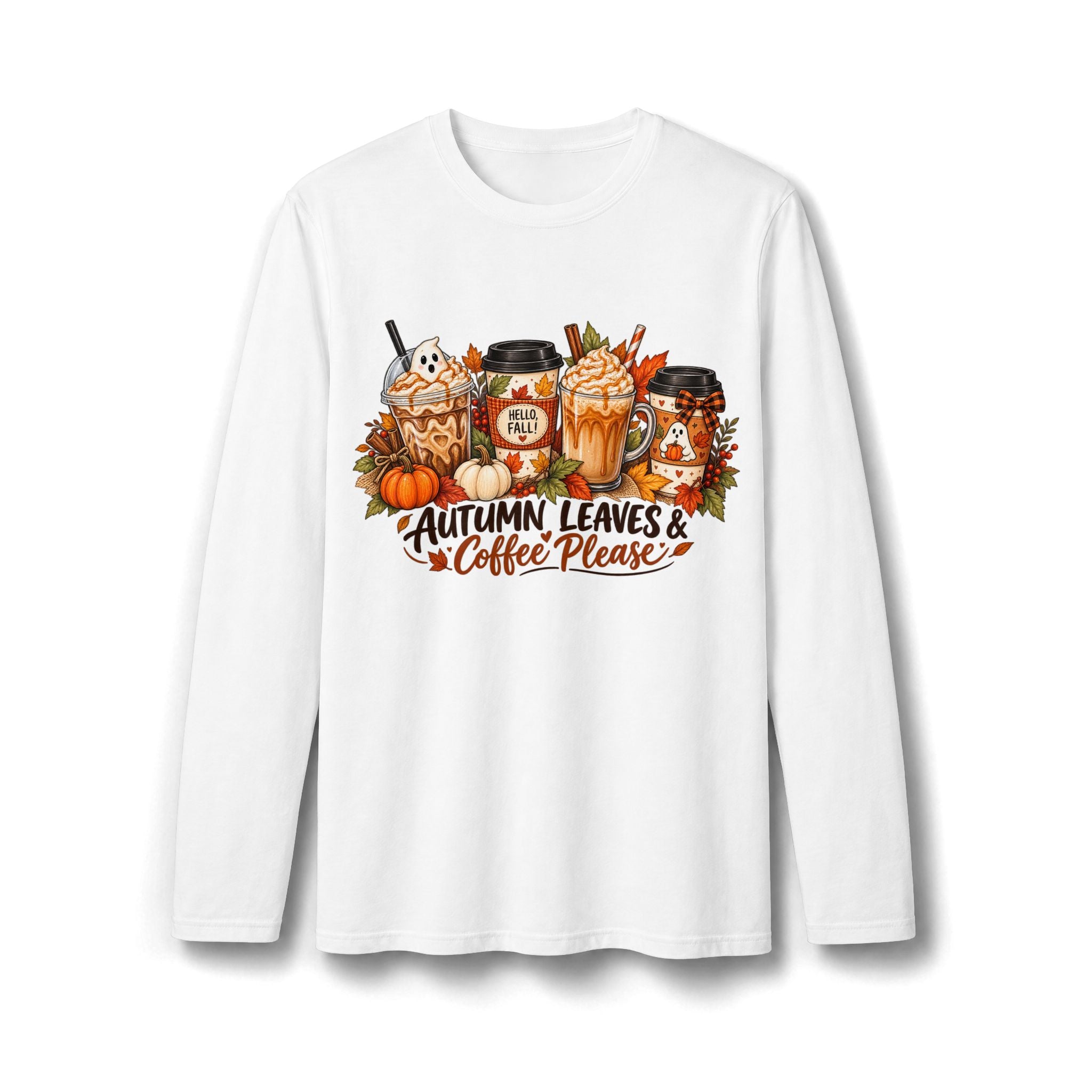 Autumn Leaves & Coffee Please Long Sleeve T-Shirt